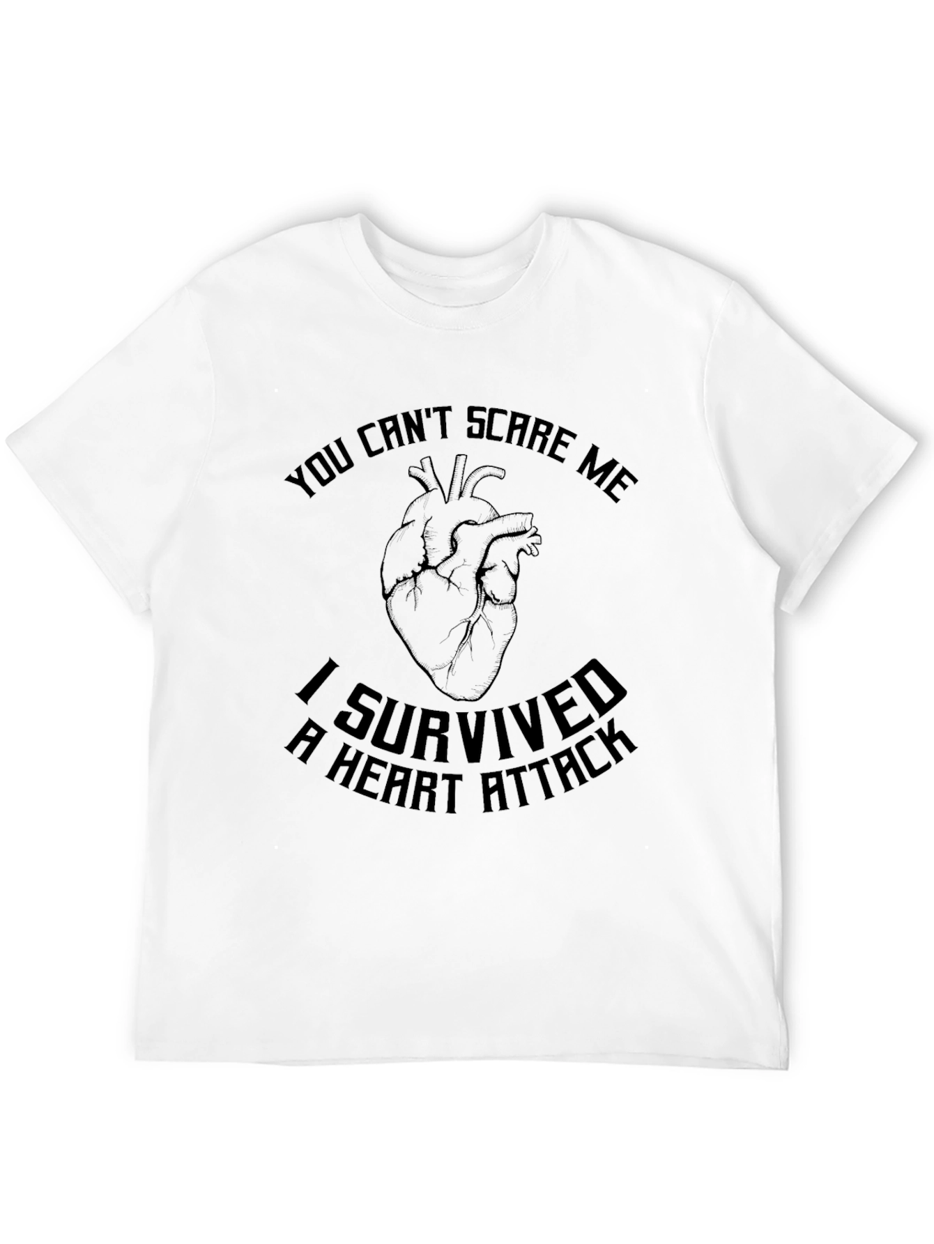 I Survived Heart Attack Black Graphic T-Shirt