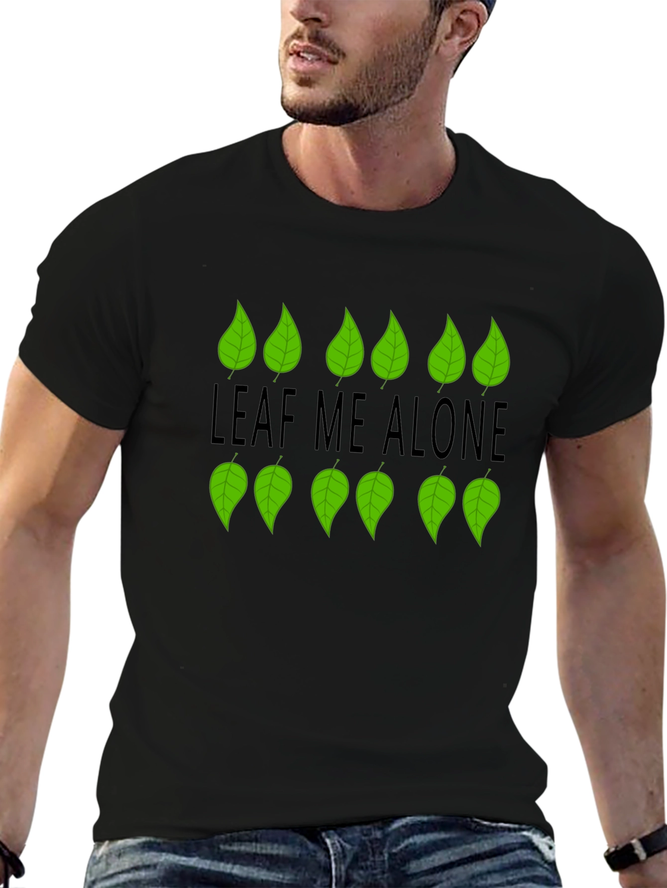 Leaf Me Alone Graphic Black T-Shirt