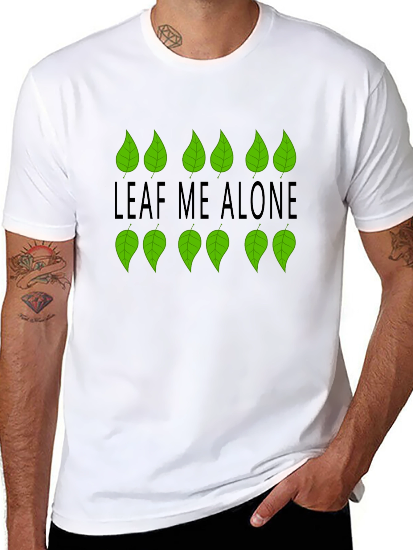 Leaf Me Alone Graphic Black T-Shirt