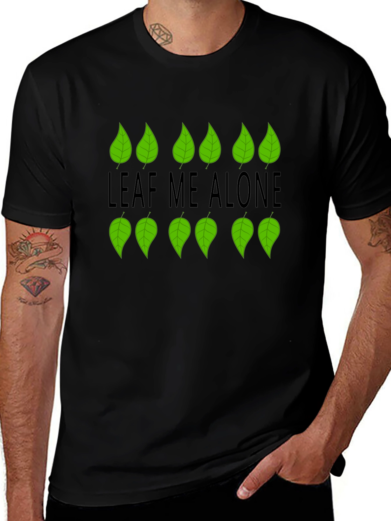 Leaf Me Alone Graphic Black T-Shirt