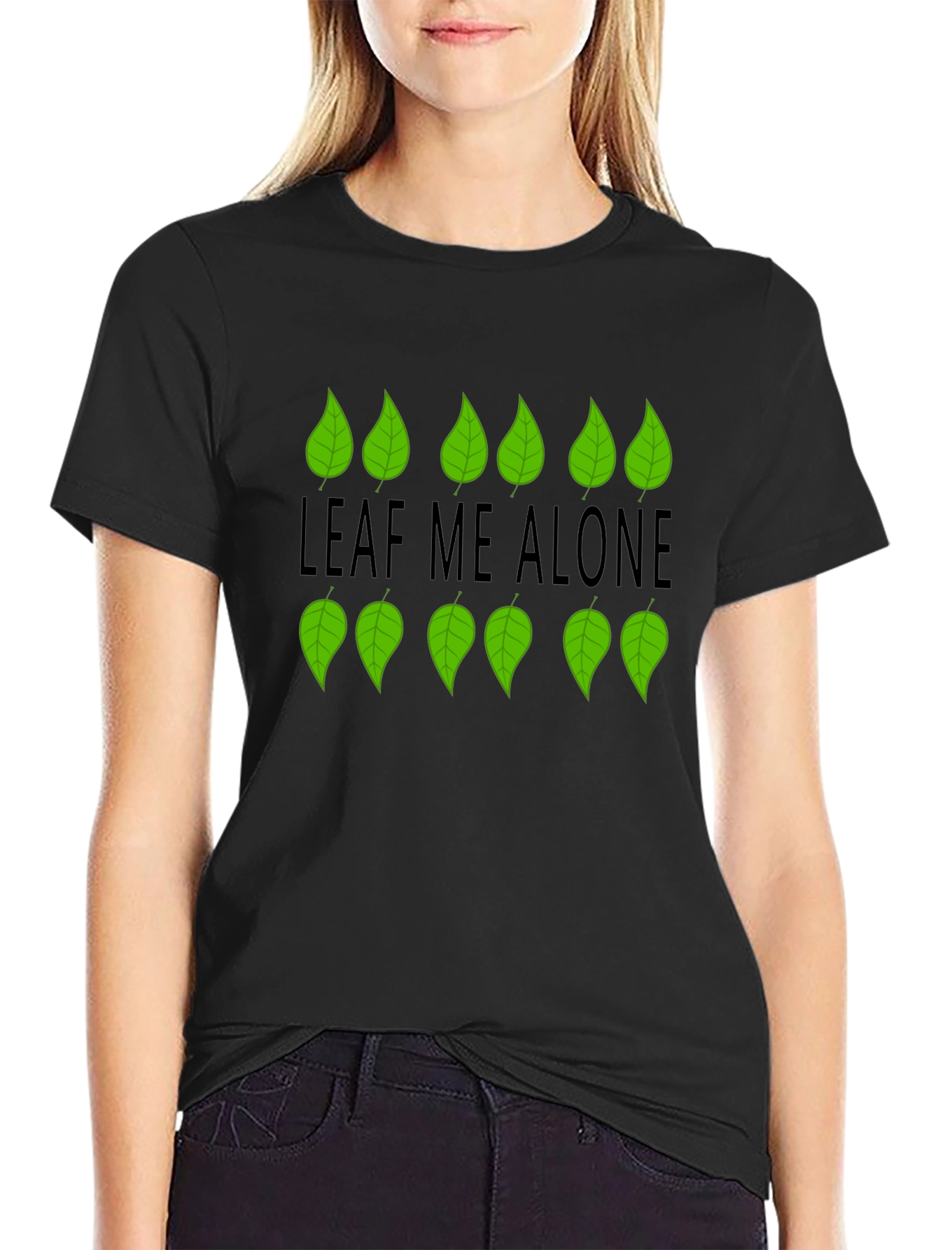Leaf Me Alone Graphic Black T-Shirt