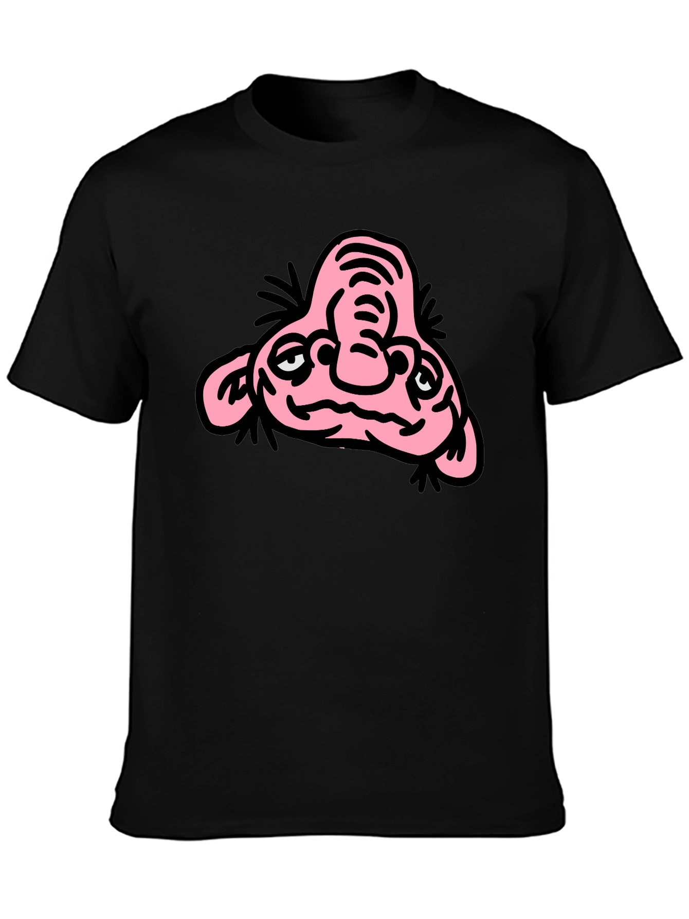 Funny Cartoon Character Graphic T-Shirt - Black Cotton Tee