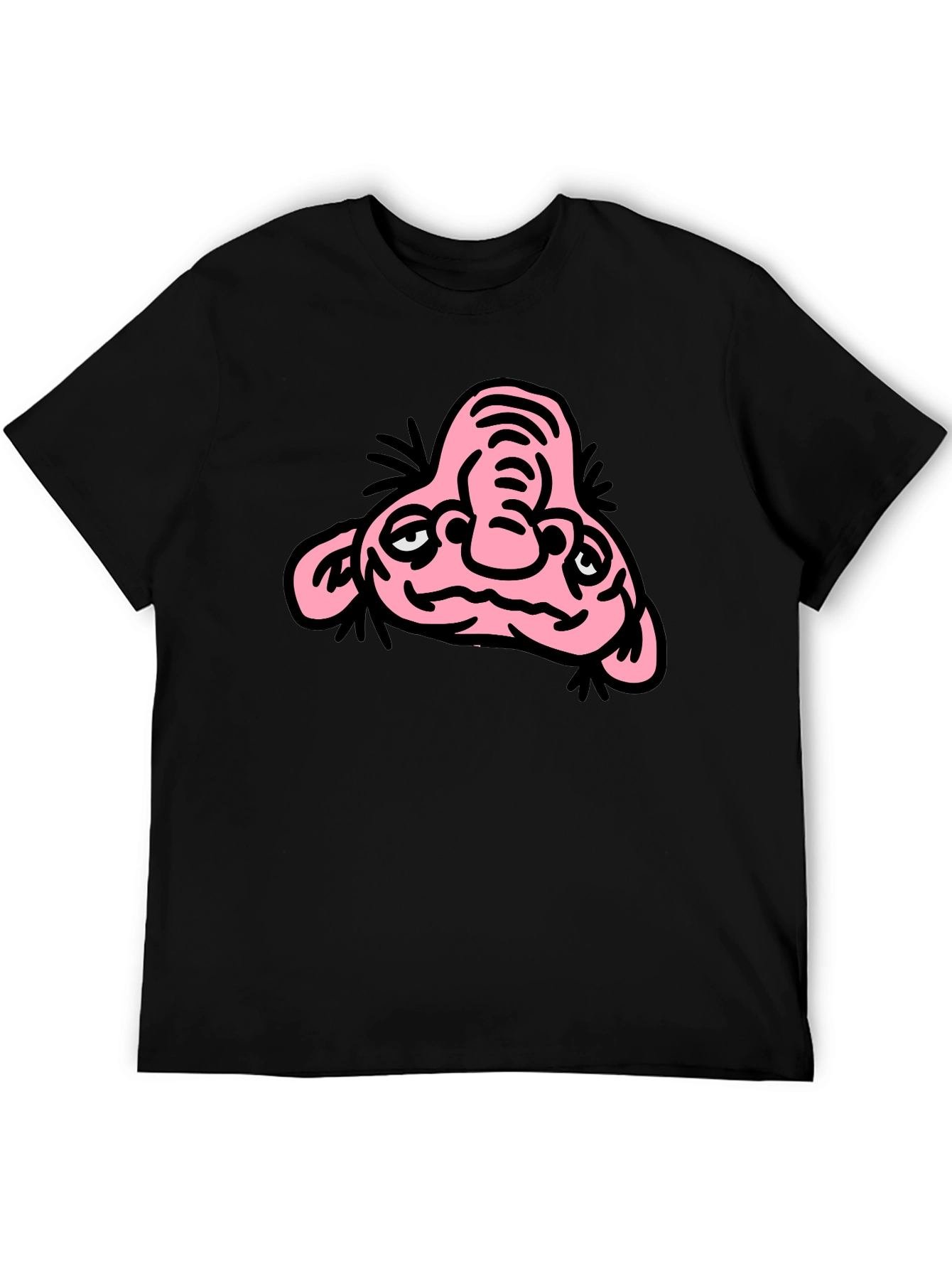 Funny Cartoon Character Graphic T-Shirt - Black Cotton Tee