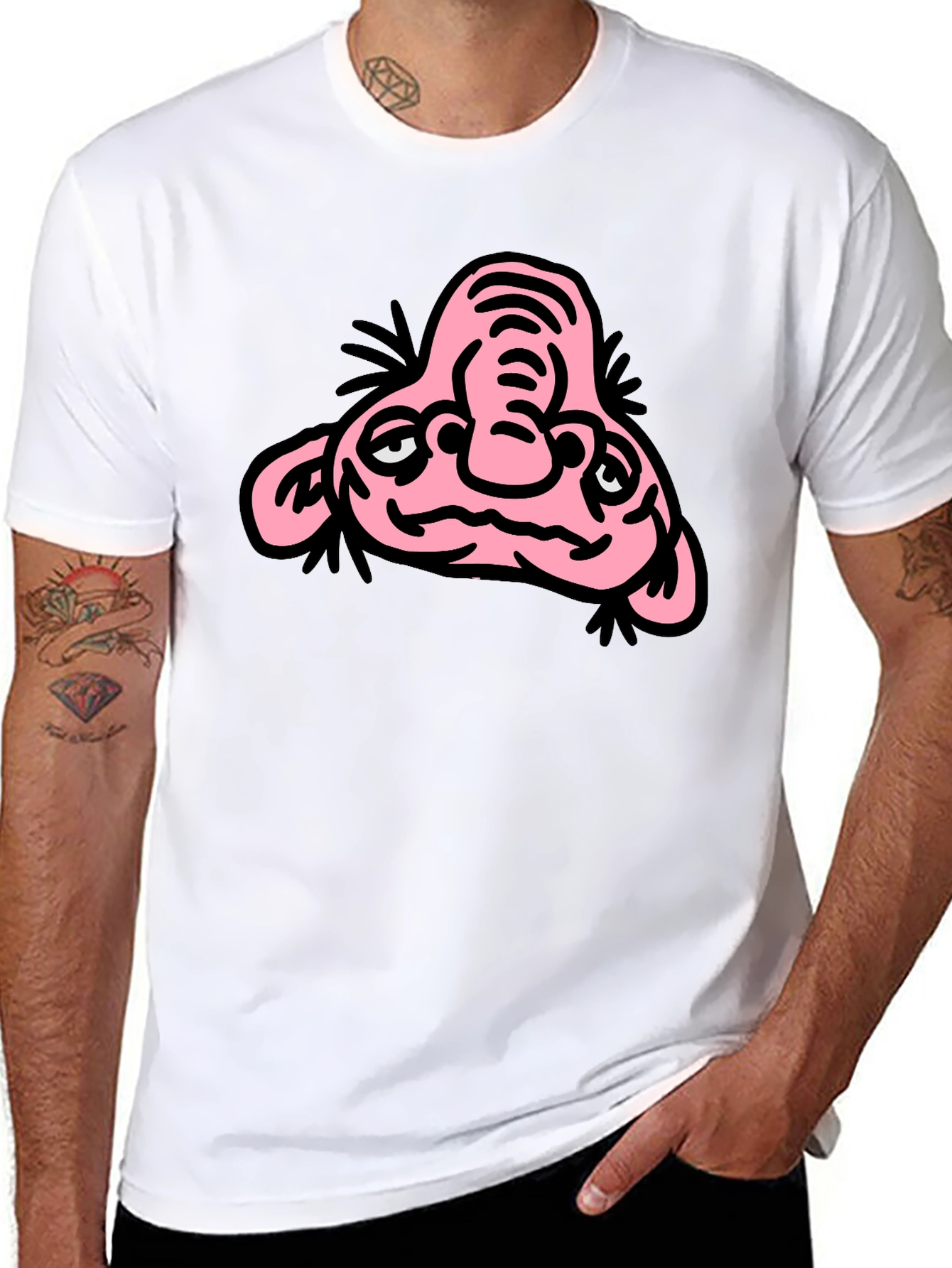 Funny Cartoon Character Graphic T-Shirt - Black Cotton Tee