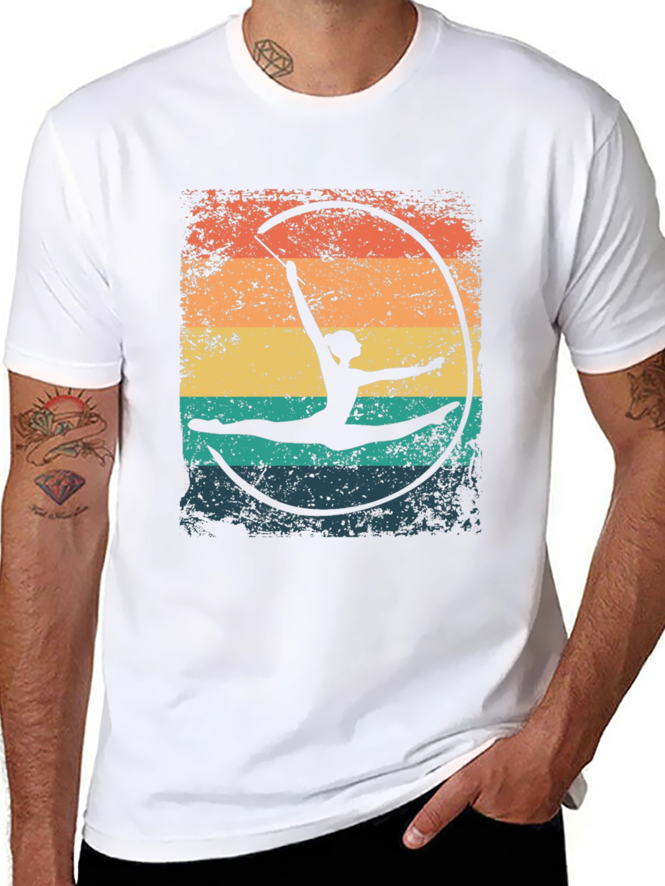 Gymnast Ribbon T-Shirt - Retro Style Black Tee