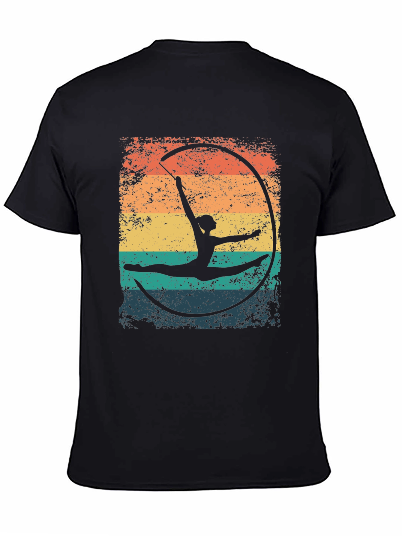 Gymnast Ribbon T-Shirt - Retro Style Black Tee