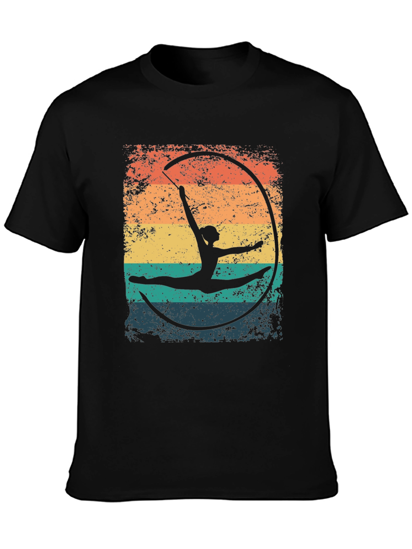Gymnast Ribbon T-Shirt - Retro Style Black Tee