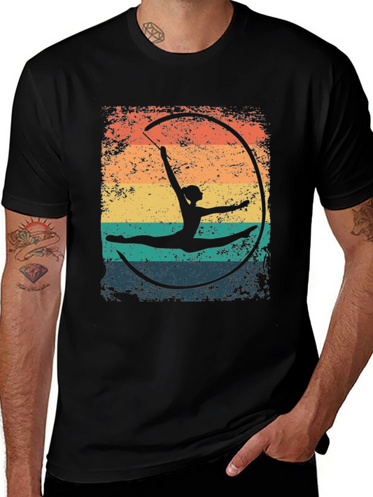 Gymnast Ribbon T-Shirt - Retro Style Black Tee