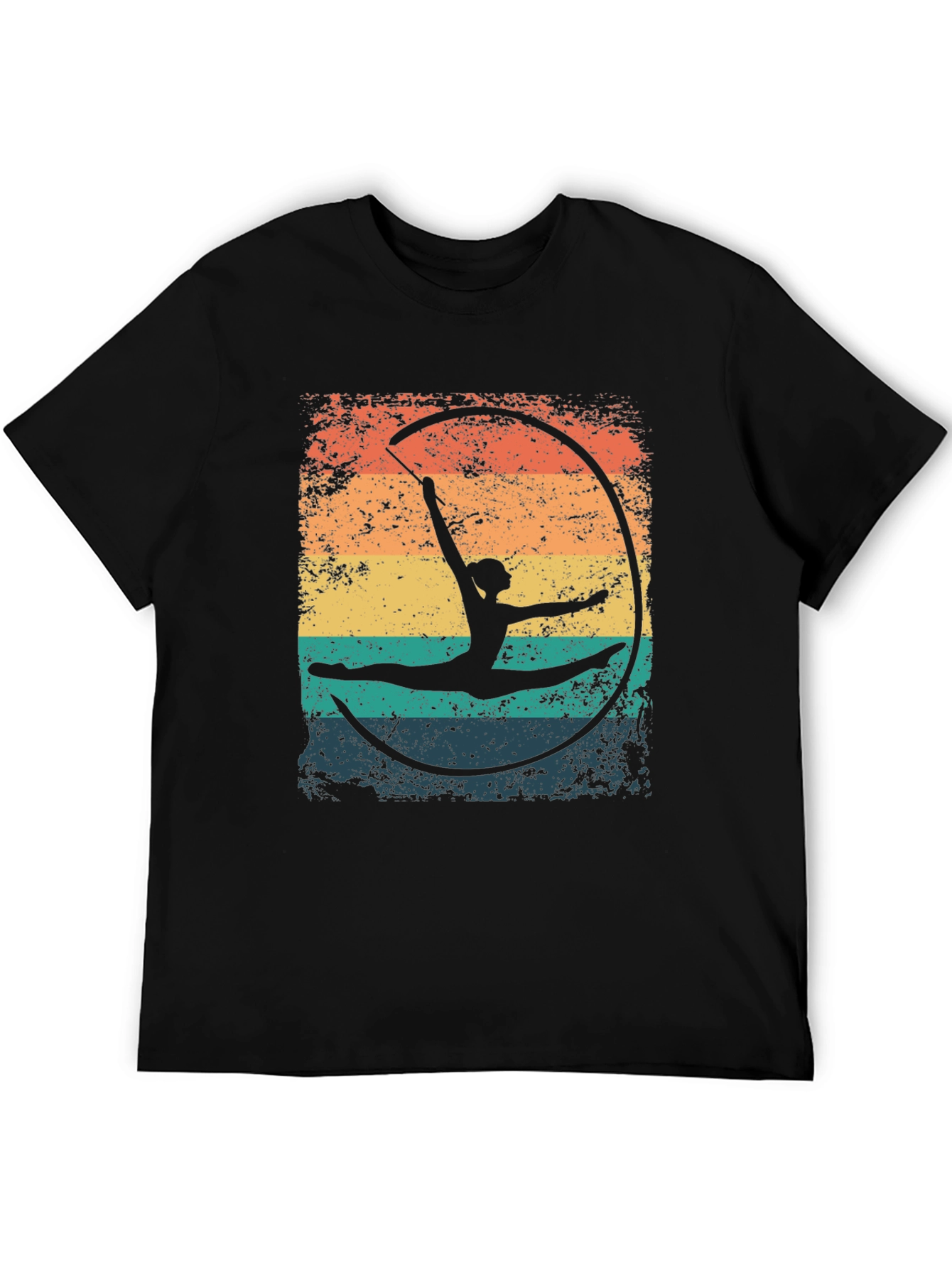 Gymnast Ribbon T-Shirt - Retro Style Black Tee