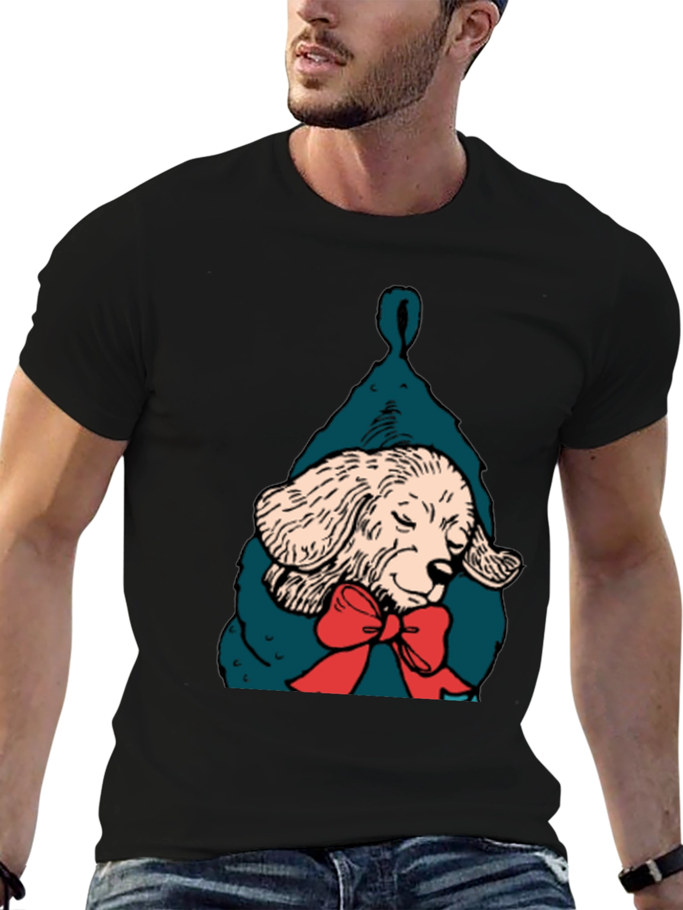 Dog in Stocking Graphic T-Shirt