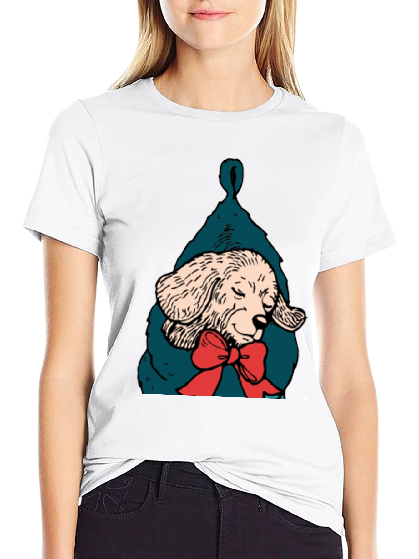 Dog in Stocking Graphic T-Shirt