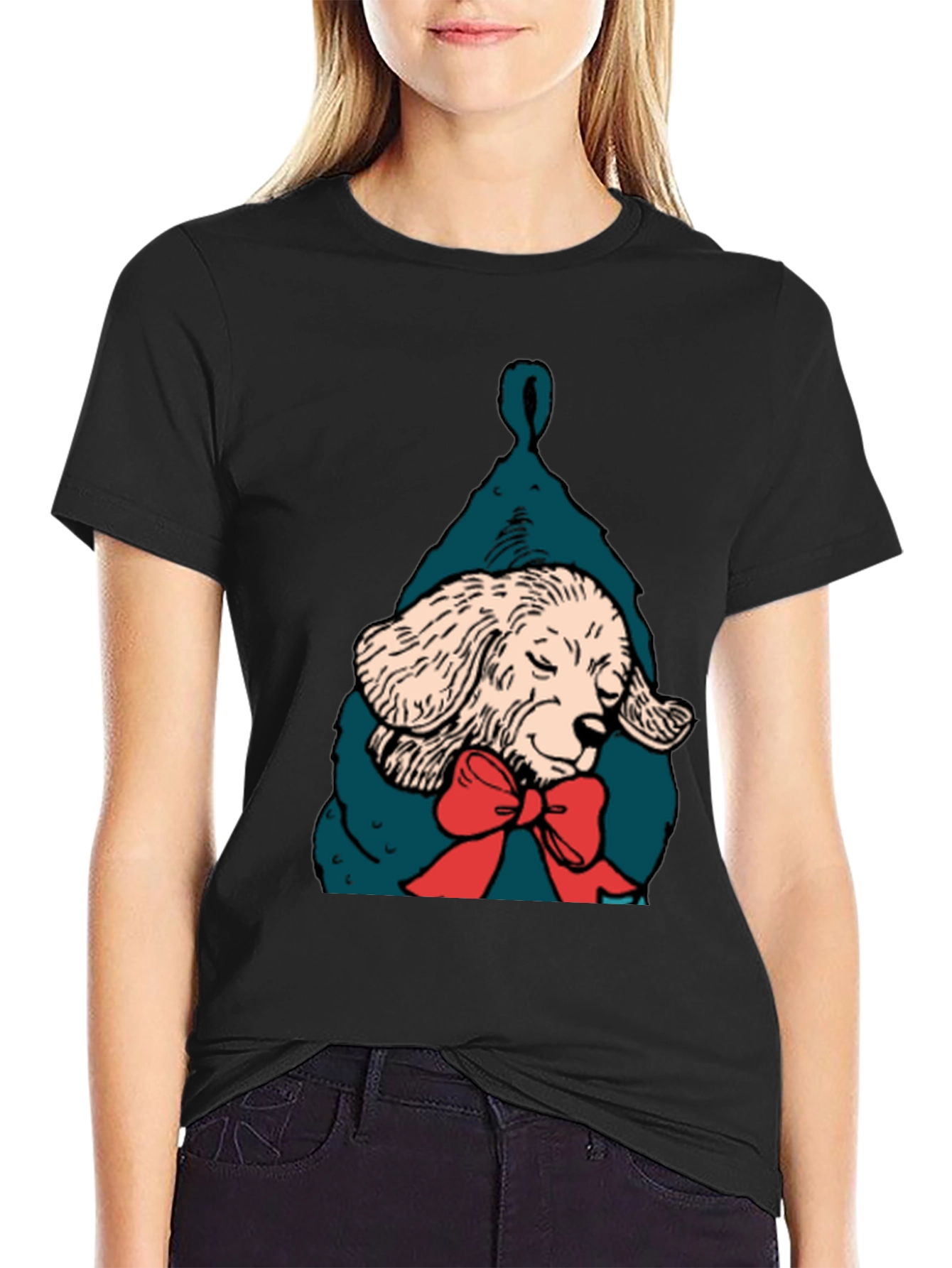 Dog in Stocking Graphic T-Shirt