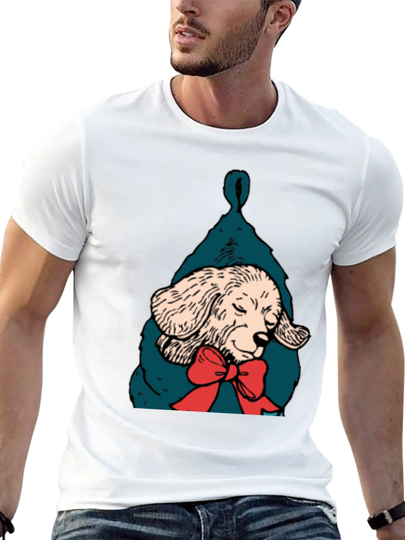 Dog in Stocking Graphic T-Shirt