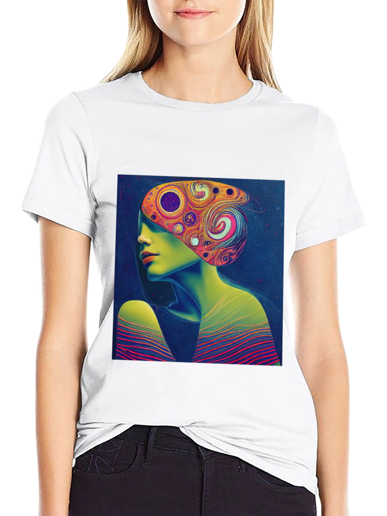 Abstract Art Tee - Psychedelic Woman Print