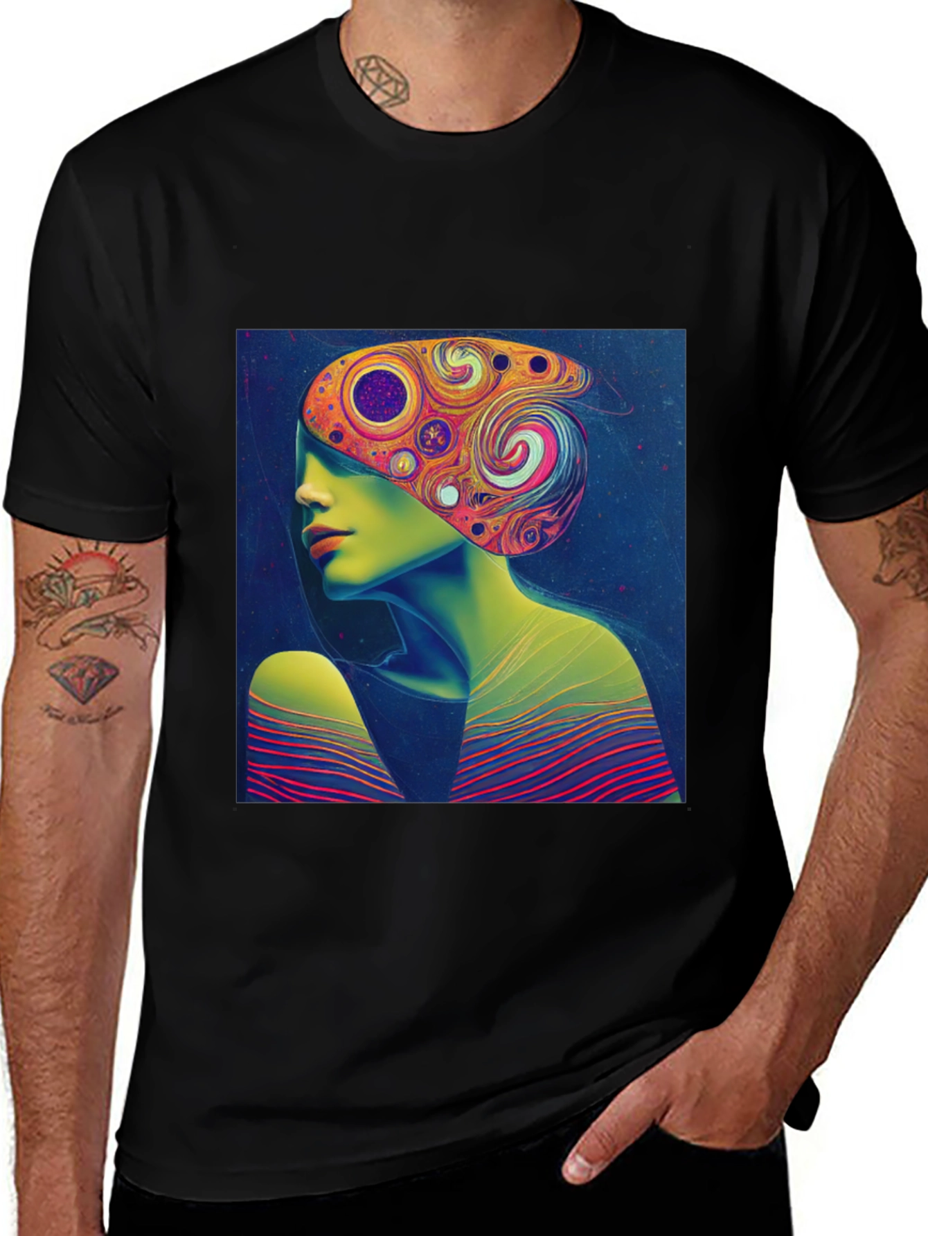 Abstract Art Tee - Psychedelic Woman Print