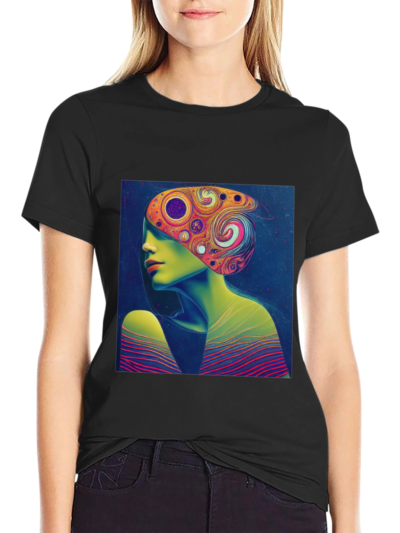 Abstract Art Tee - Psychedelic Woman Print