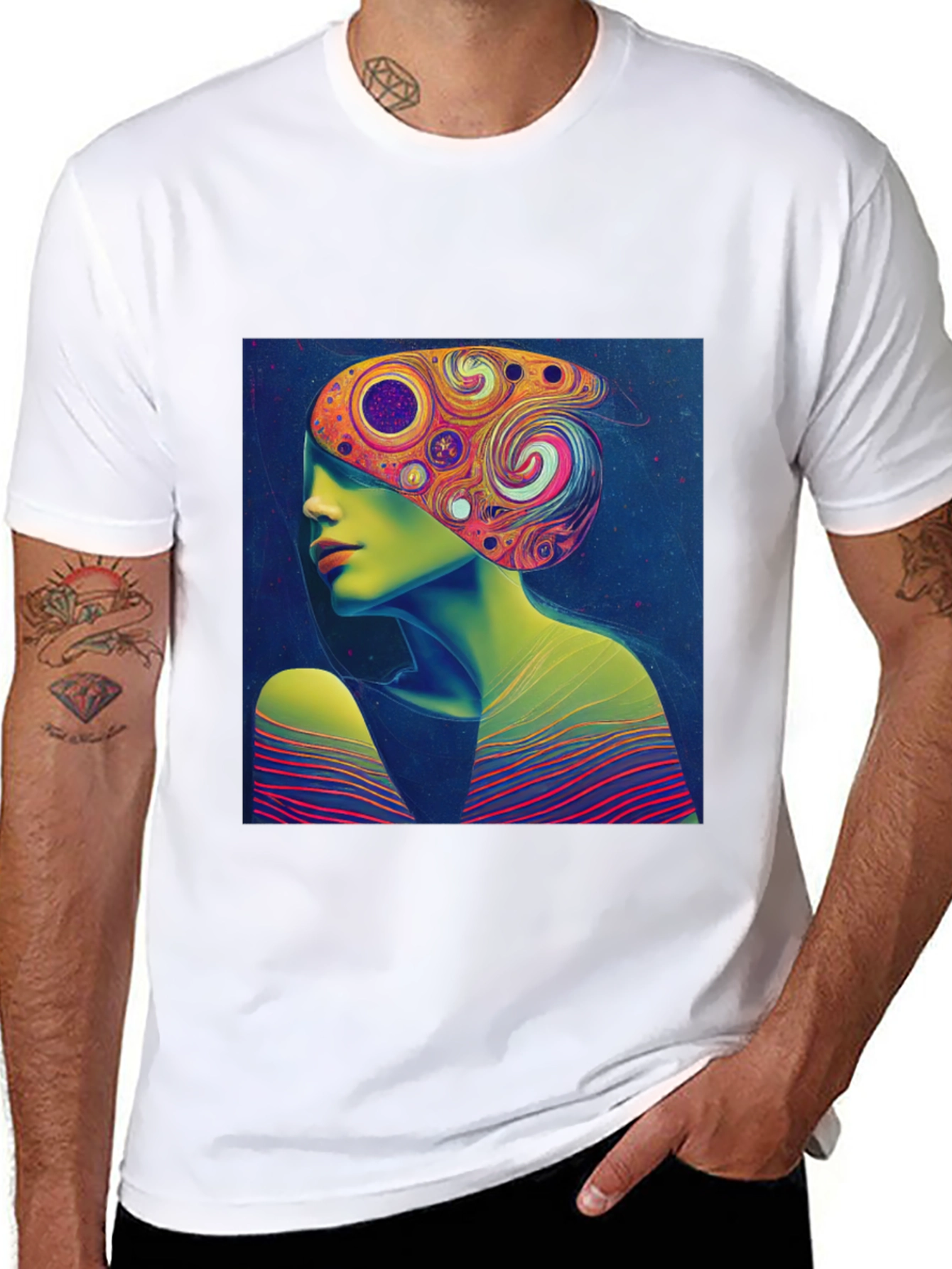 Abstract Art Tee - Psychedelic Woman Print