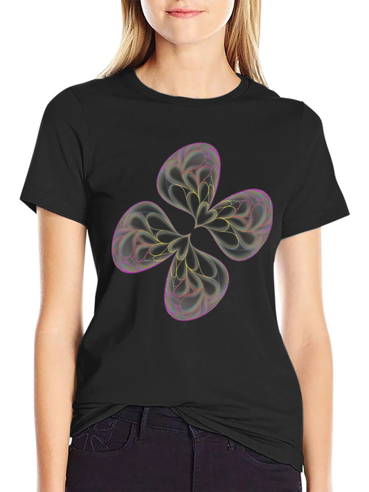 Abstract Flower Tee - Black Graphic T-Shirt