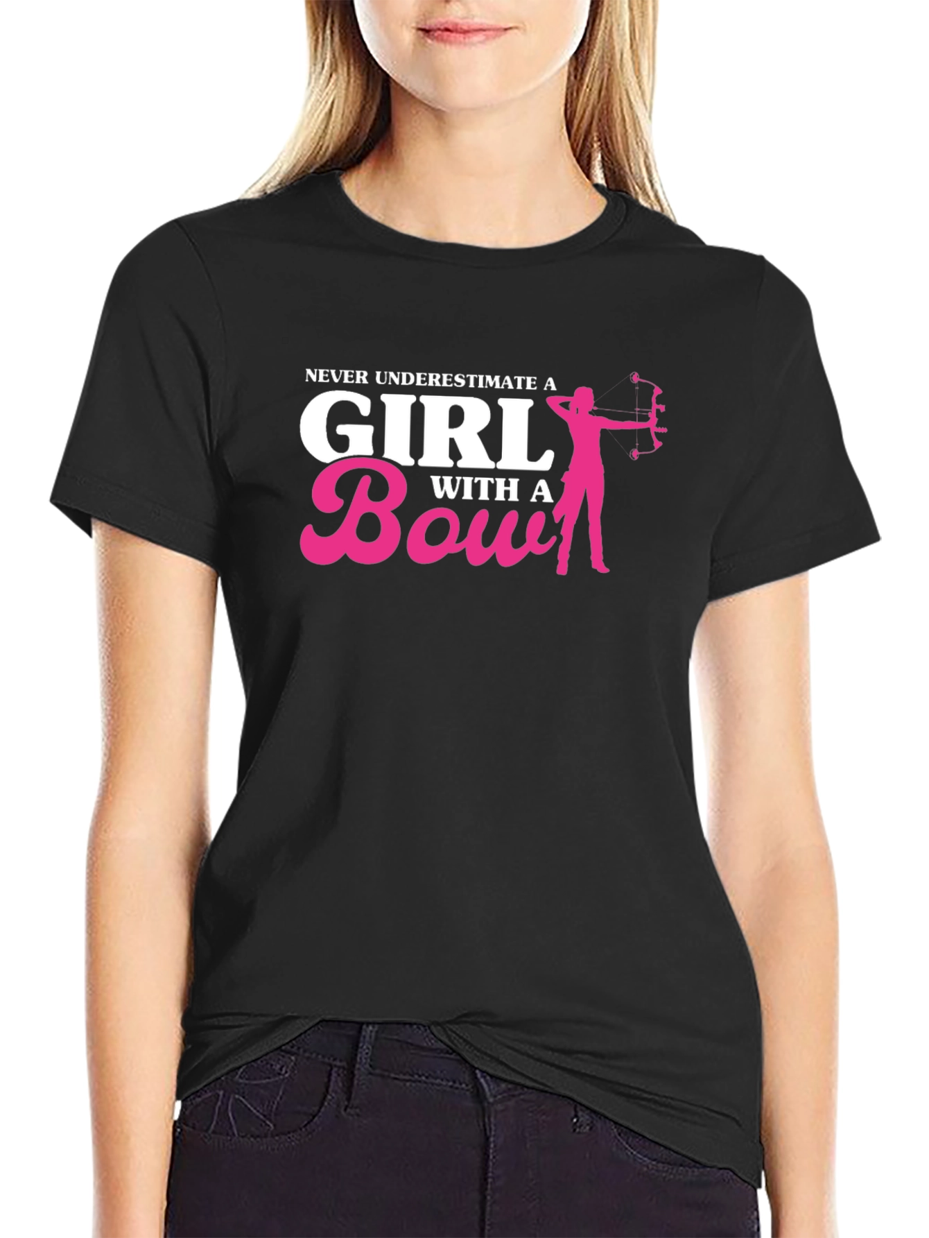 Never Underestimate a Girl with a Bow Black T-Shirt