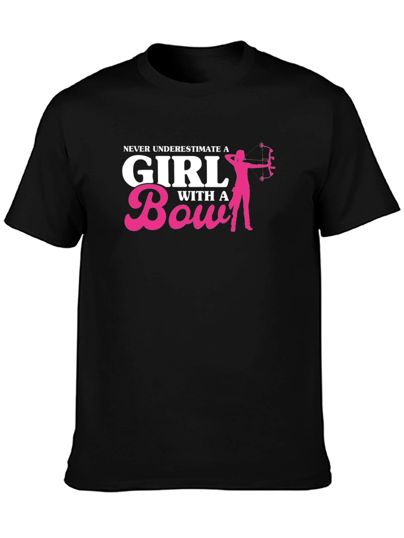 Never Underestimate a Girl with a Bow Black T-Shirt