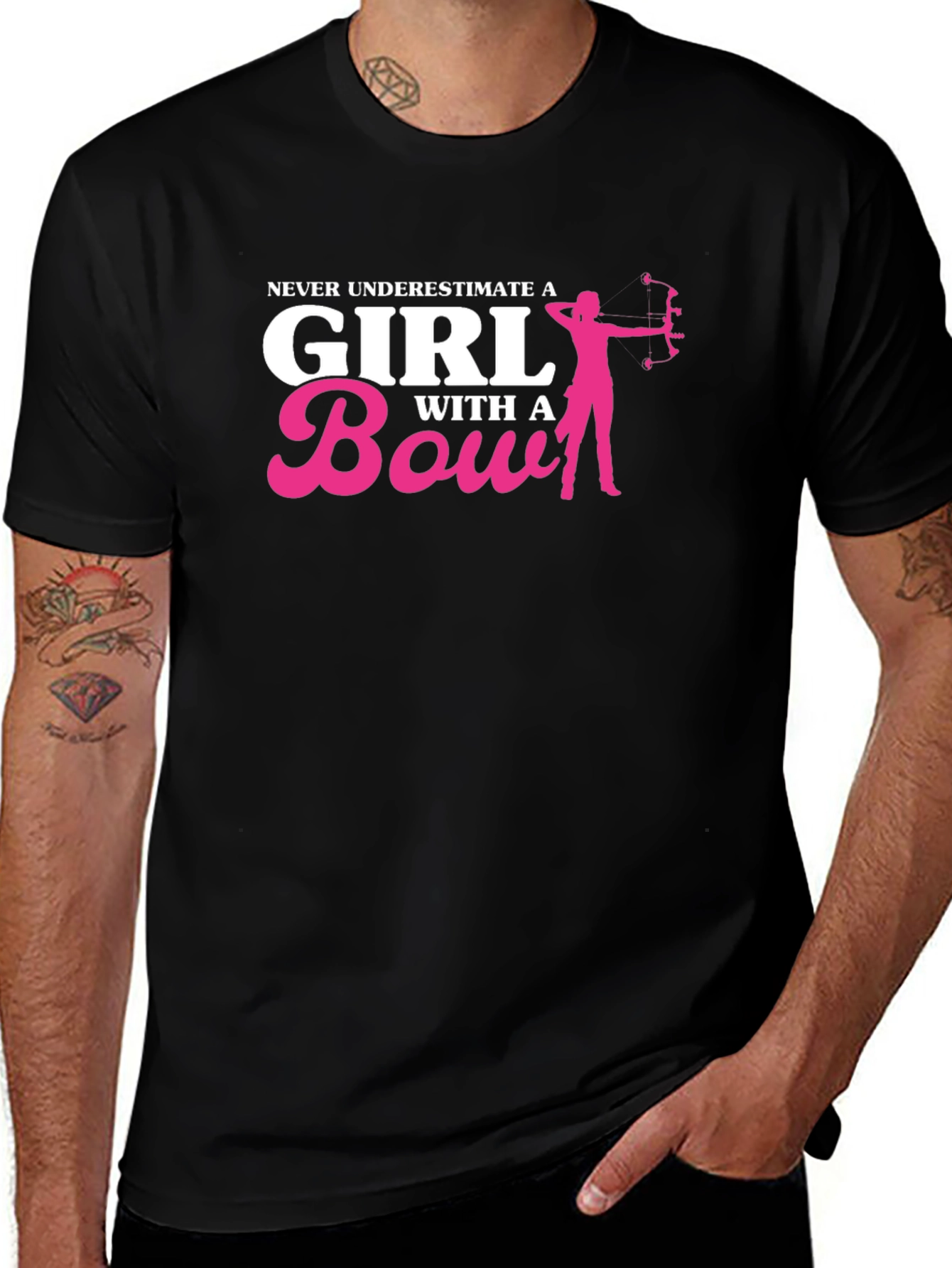 Never Underestimate a Girl with a Bow Black T-Shirt