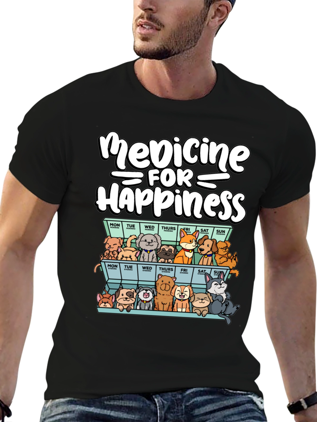Medicine for Happiness Dog Lover T-Shirt