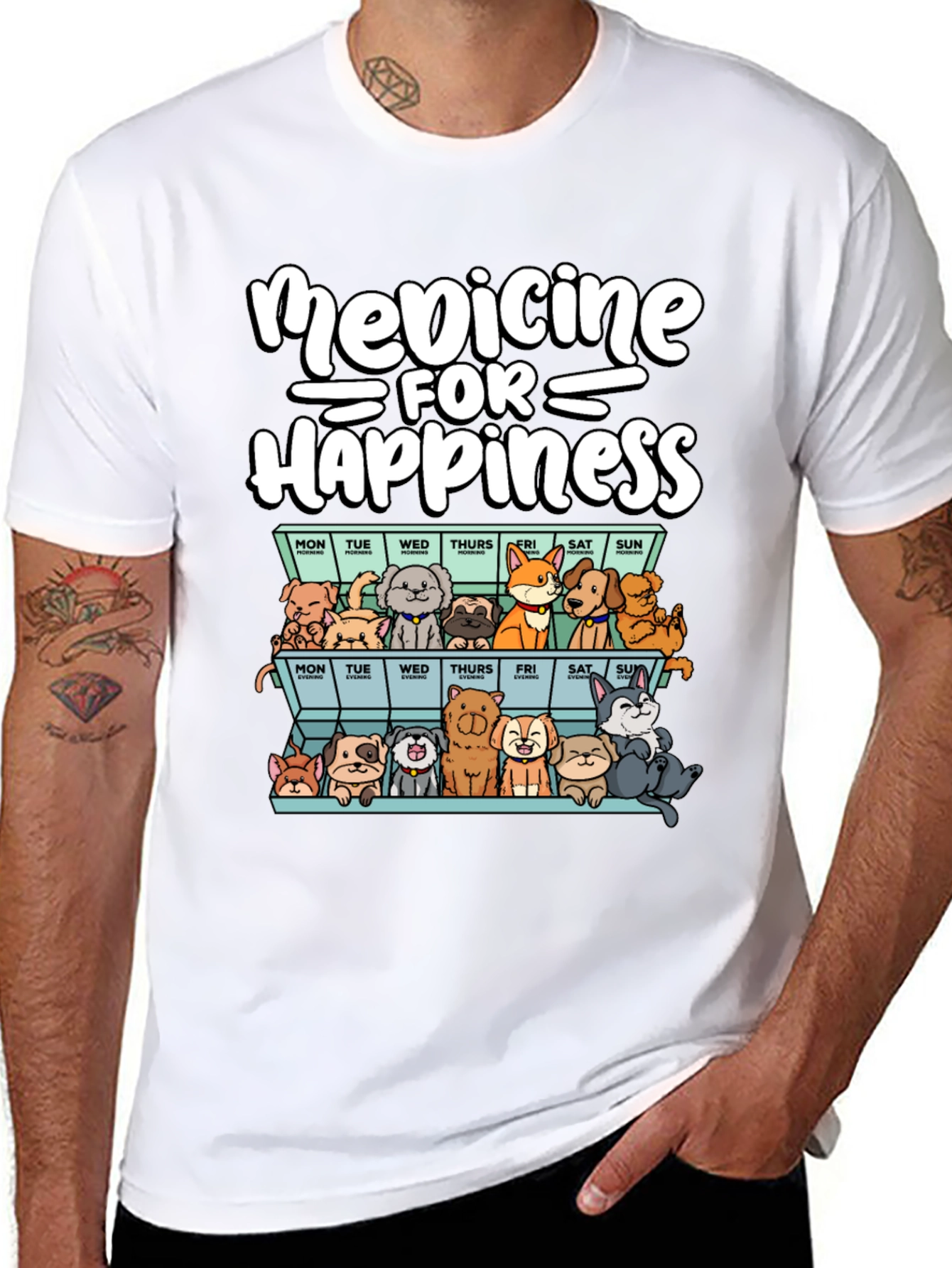 Medicine for Happiness Dog Lover T-Shirt