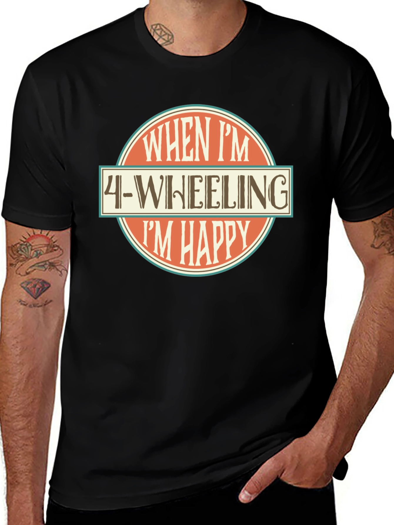 4-Wheeling Im Happy Graphic T-Shirt