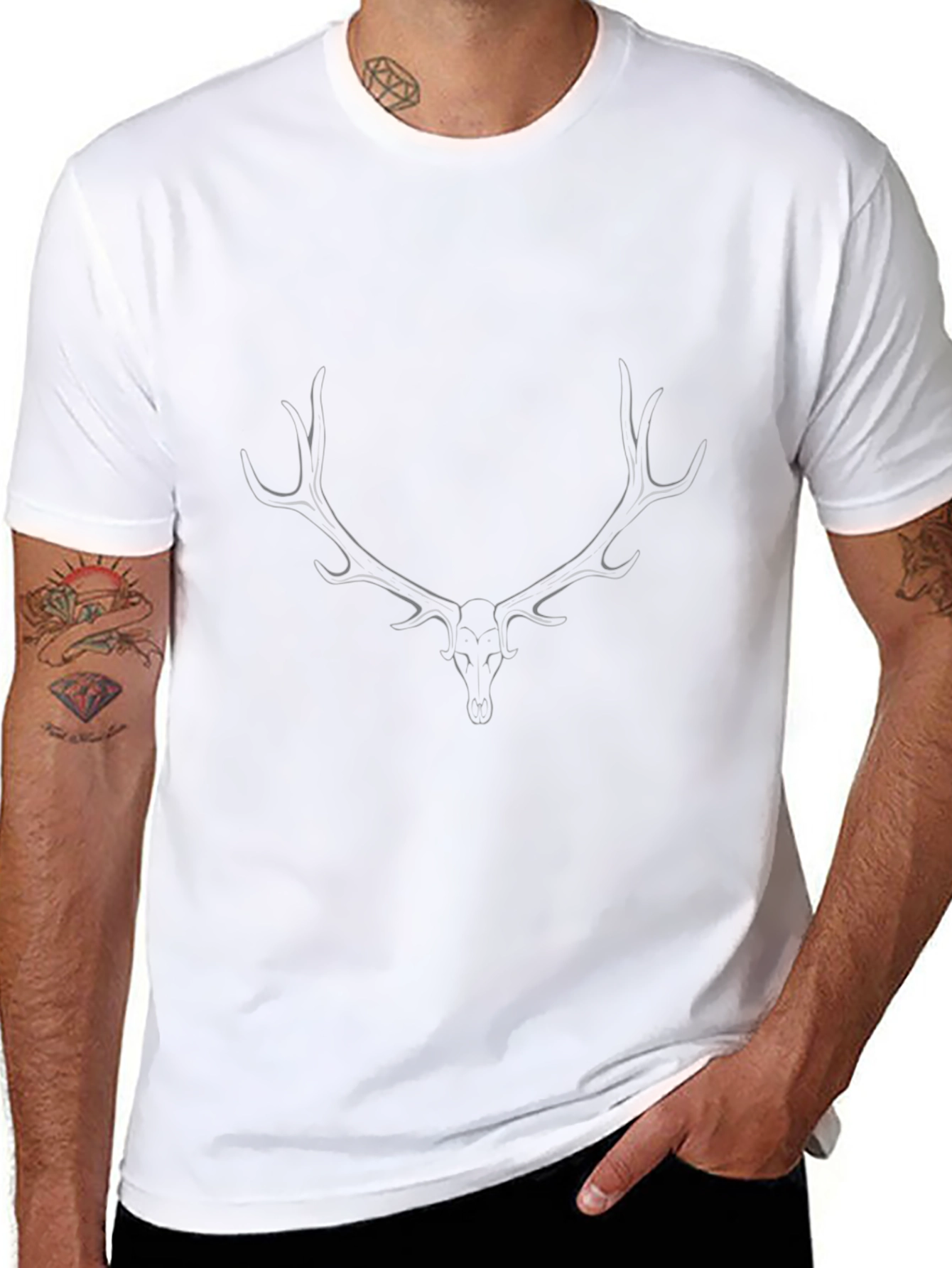 Black Deer Antler Graphic Tee