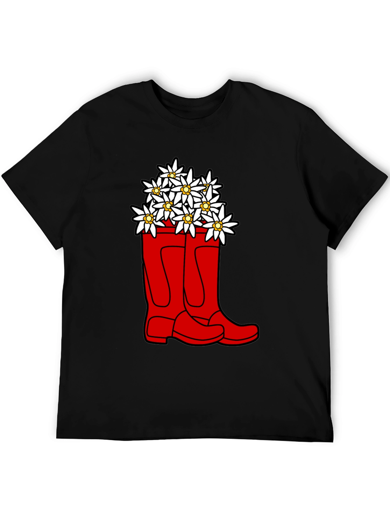 Edelweiss Flowers in Red Boots T-Shirt