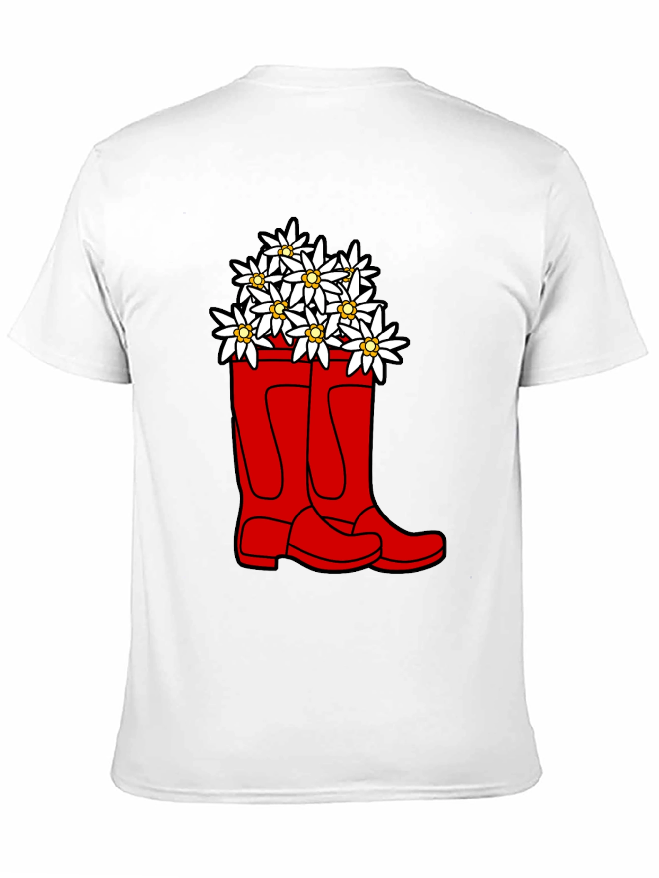 Edelweiss Flowers in Red Boots T-Shirt