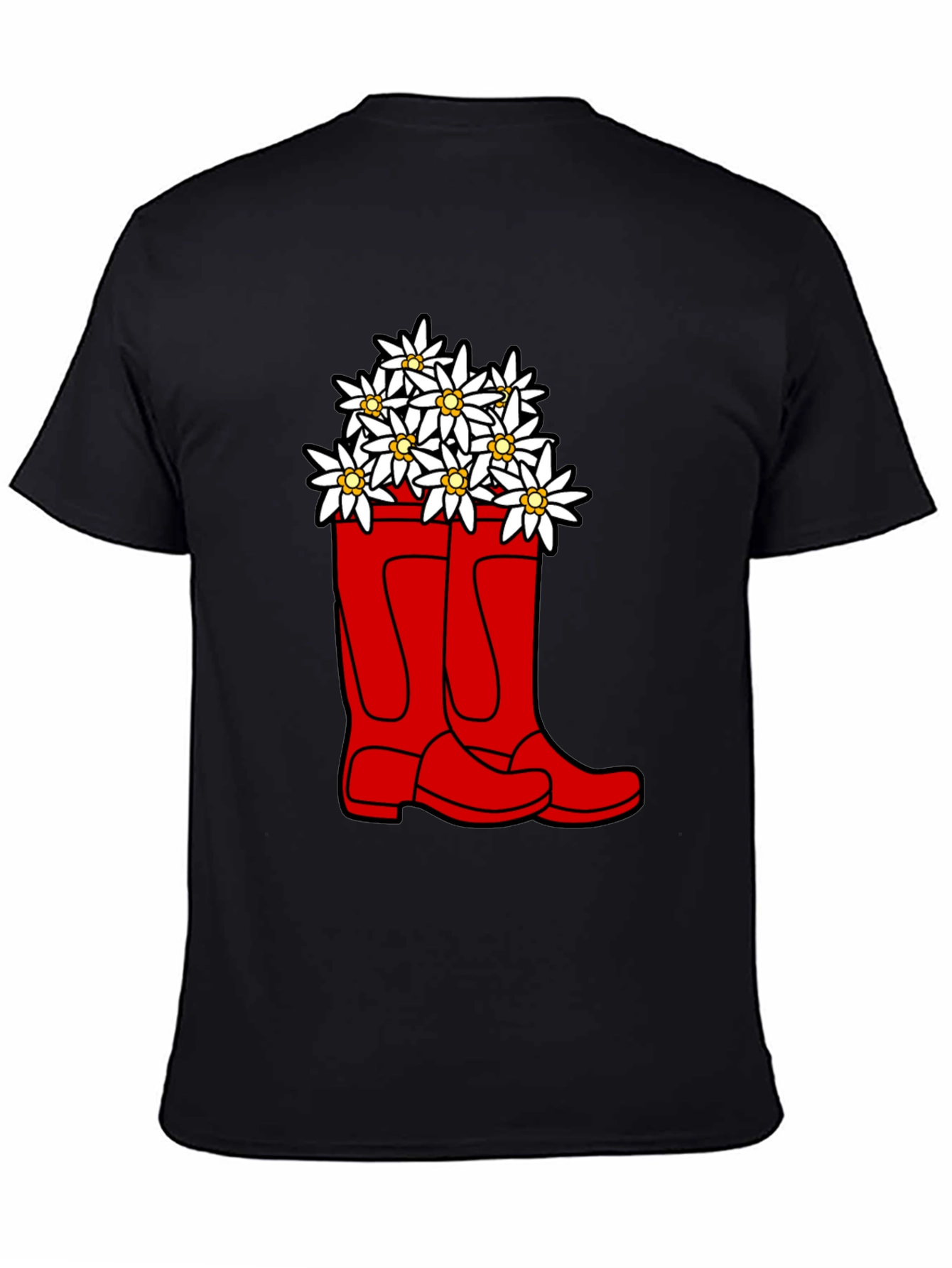 Edelweiss Flowers in Red Boots T-Shirt