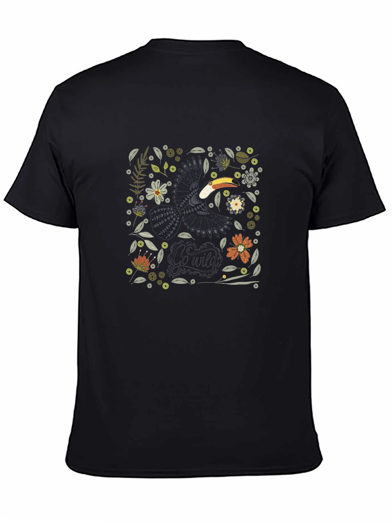 Tropical Toucan Graphic Tee - Black