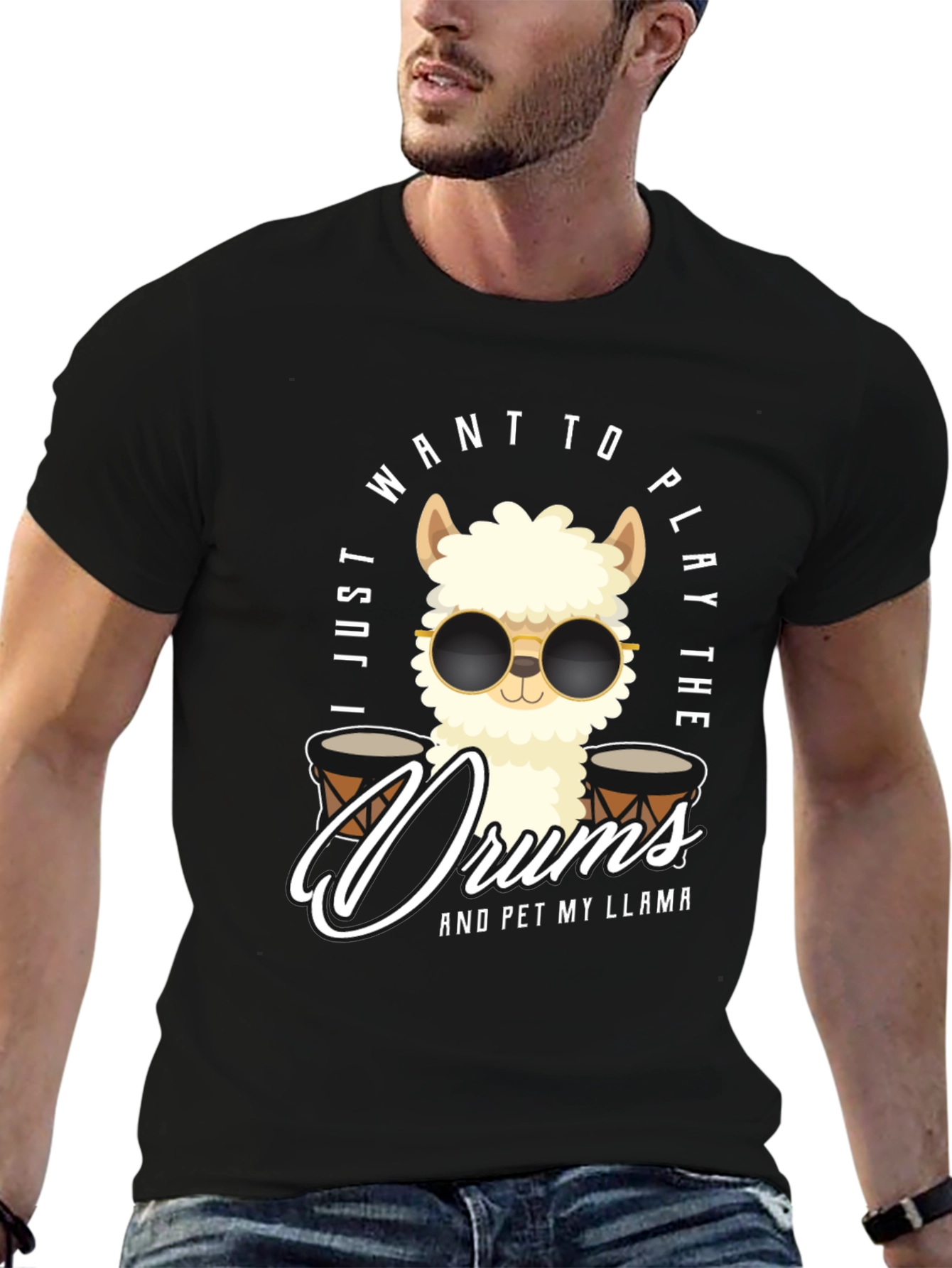 Play Drums Llama T-Shirt Funny Pet My Llama Tee