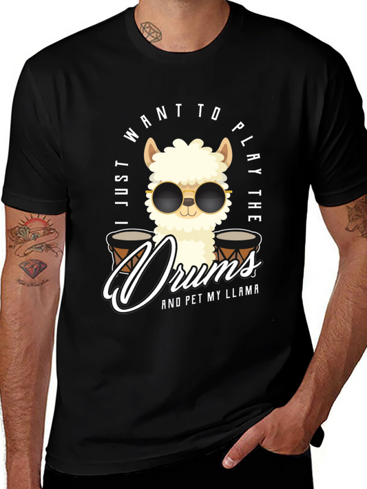 Play Drums Llama T-Shirt Funny Pet My Llama Tee