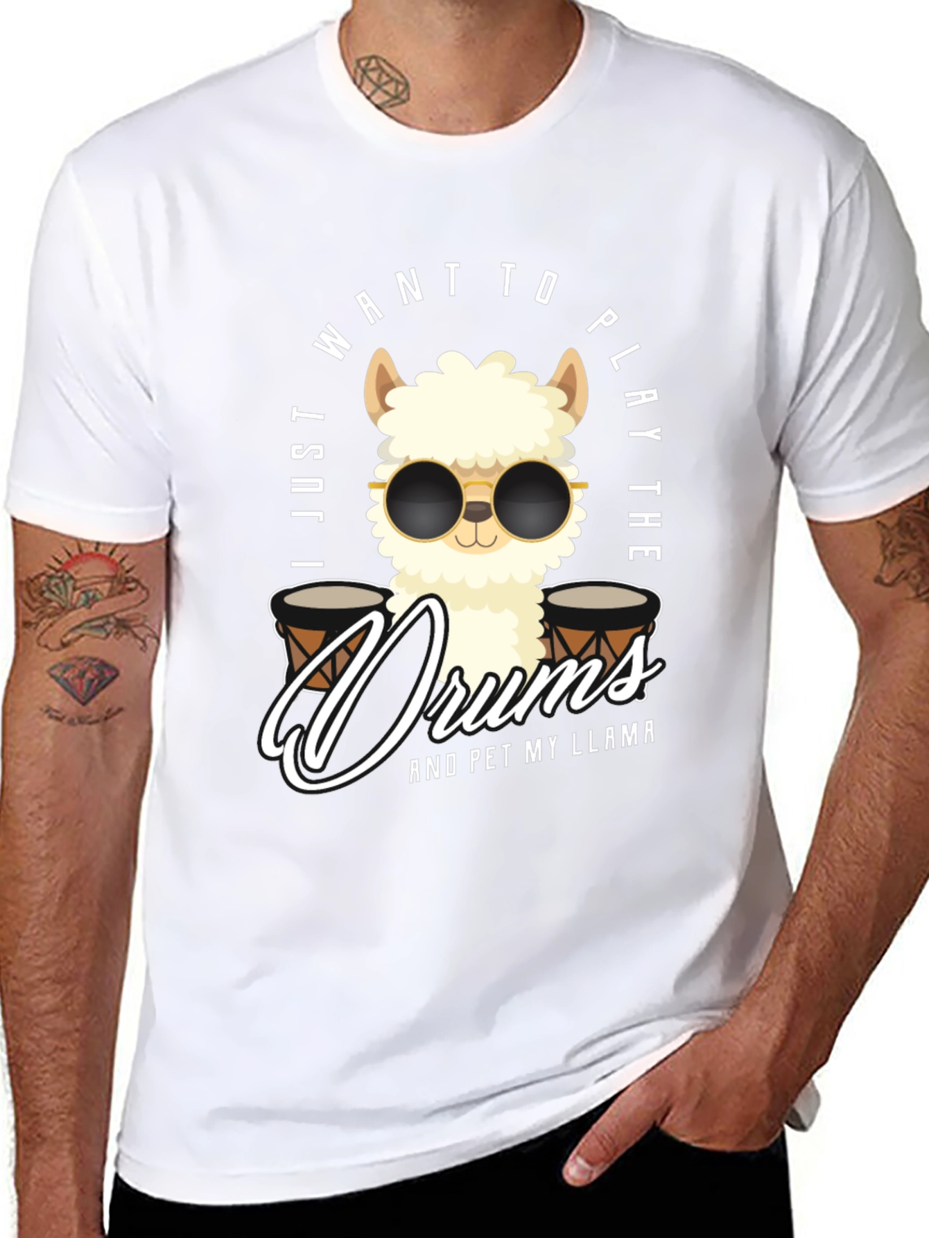 Play Drums Llama T-Shirt Funny Pet My Llama Tee