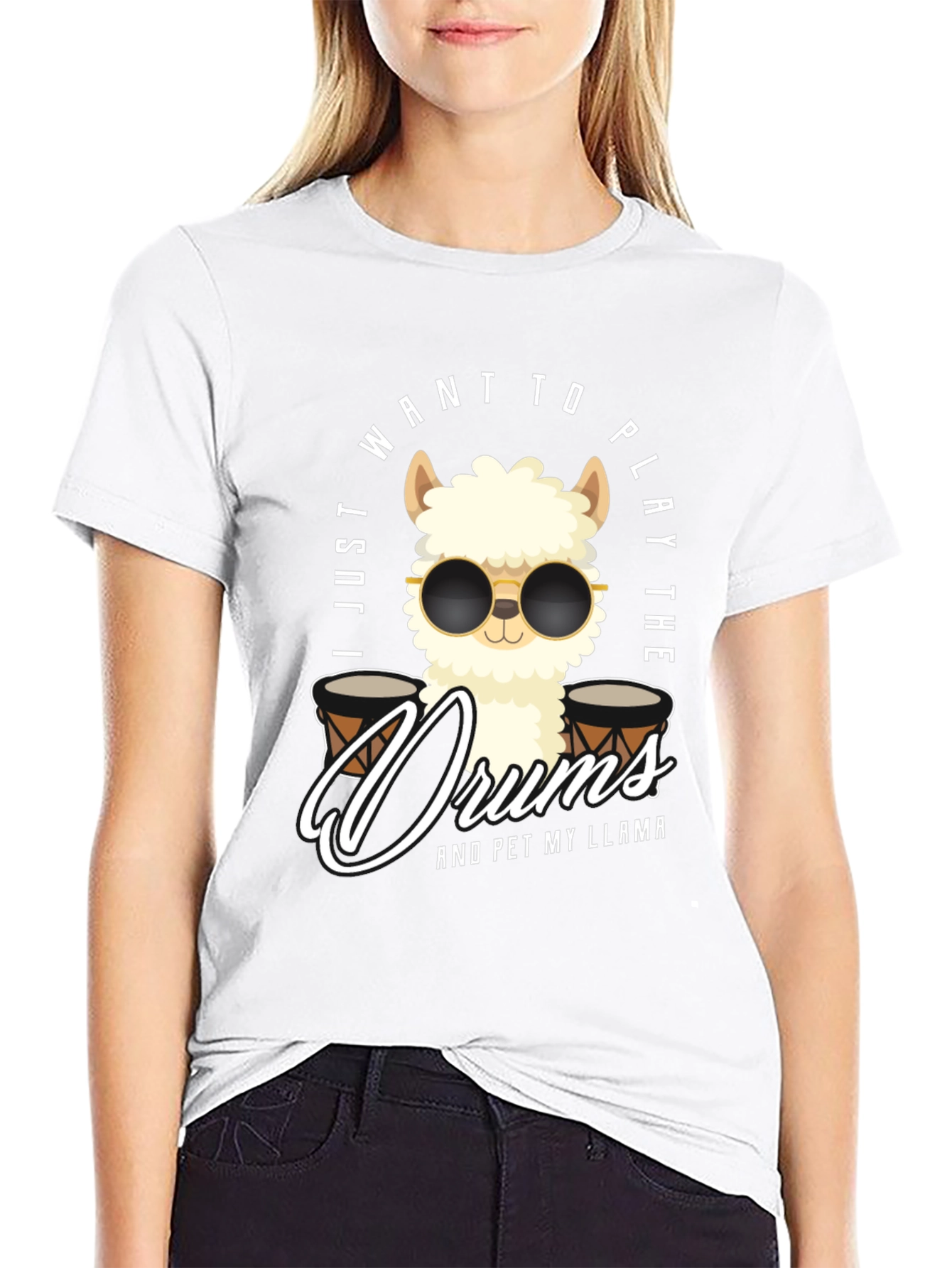 Play Drums Llama T-Shirt Funny Pet My Llama Tee