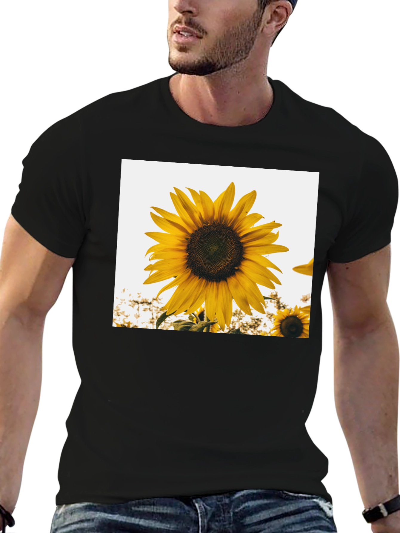 Sunflower Graphic T-Shirt - Black Cotton Tee