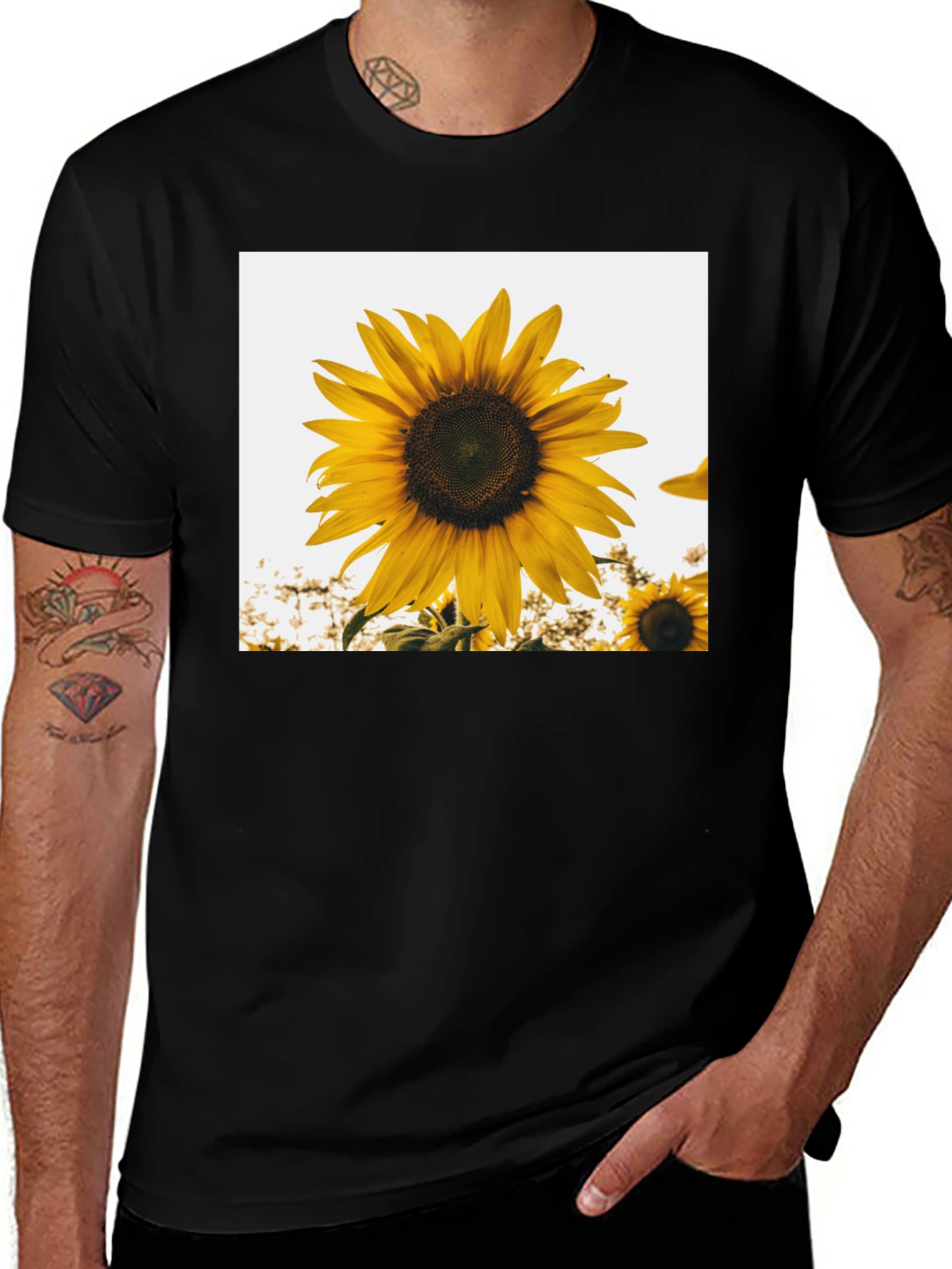 Sunflower Graphic T-Shirt - Black Cotton Tee