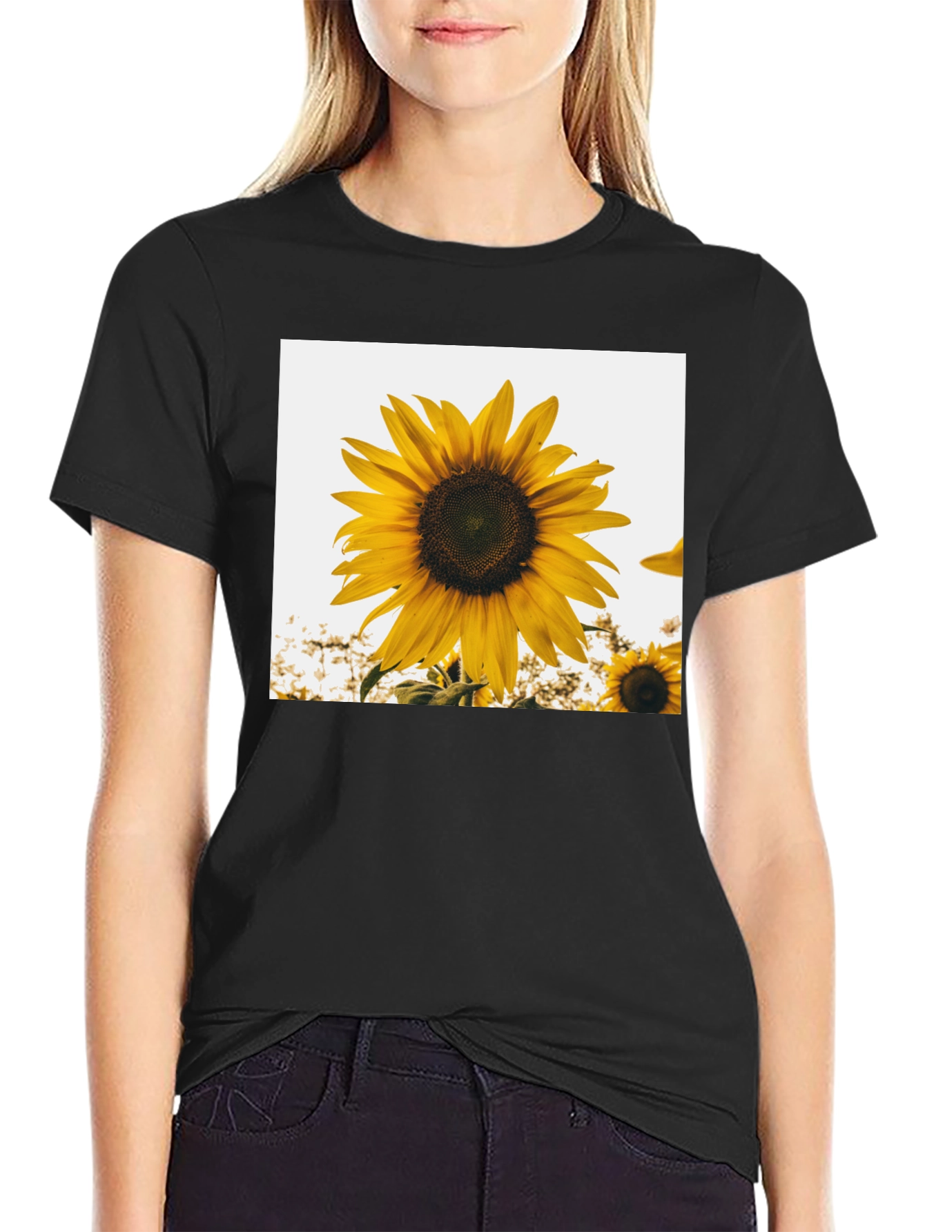 Sunflower Graphic T-Shirt - Black Cotton Tee