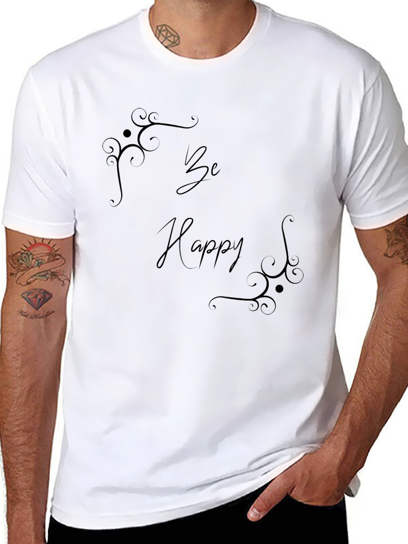 Be Happy Black Graphic Tee