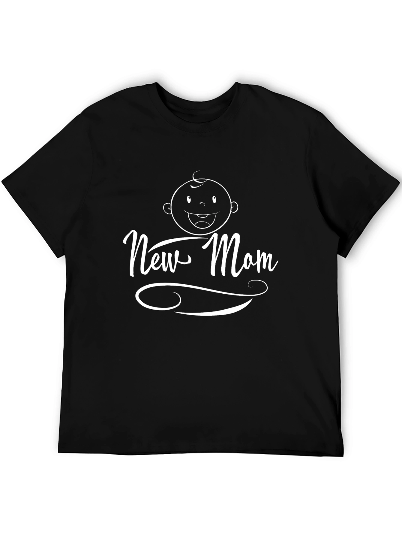 New Mom Baby Graphic Black T-Shirt