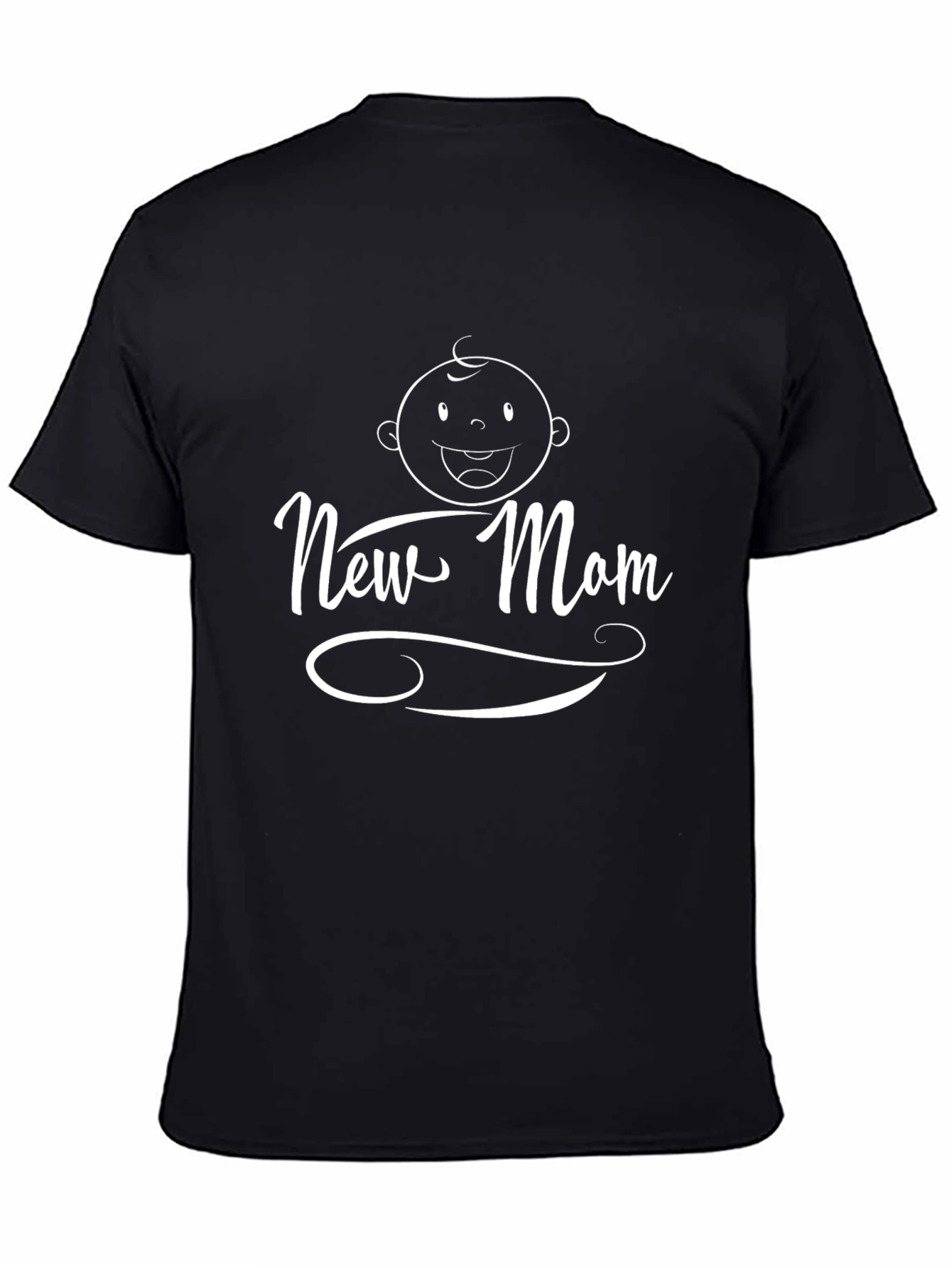 New Mom Baby Graphic Black T-Shirt