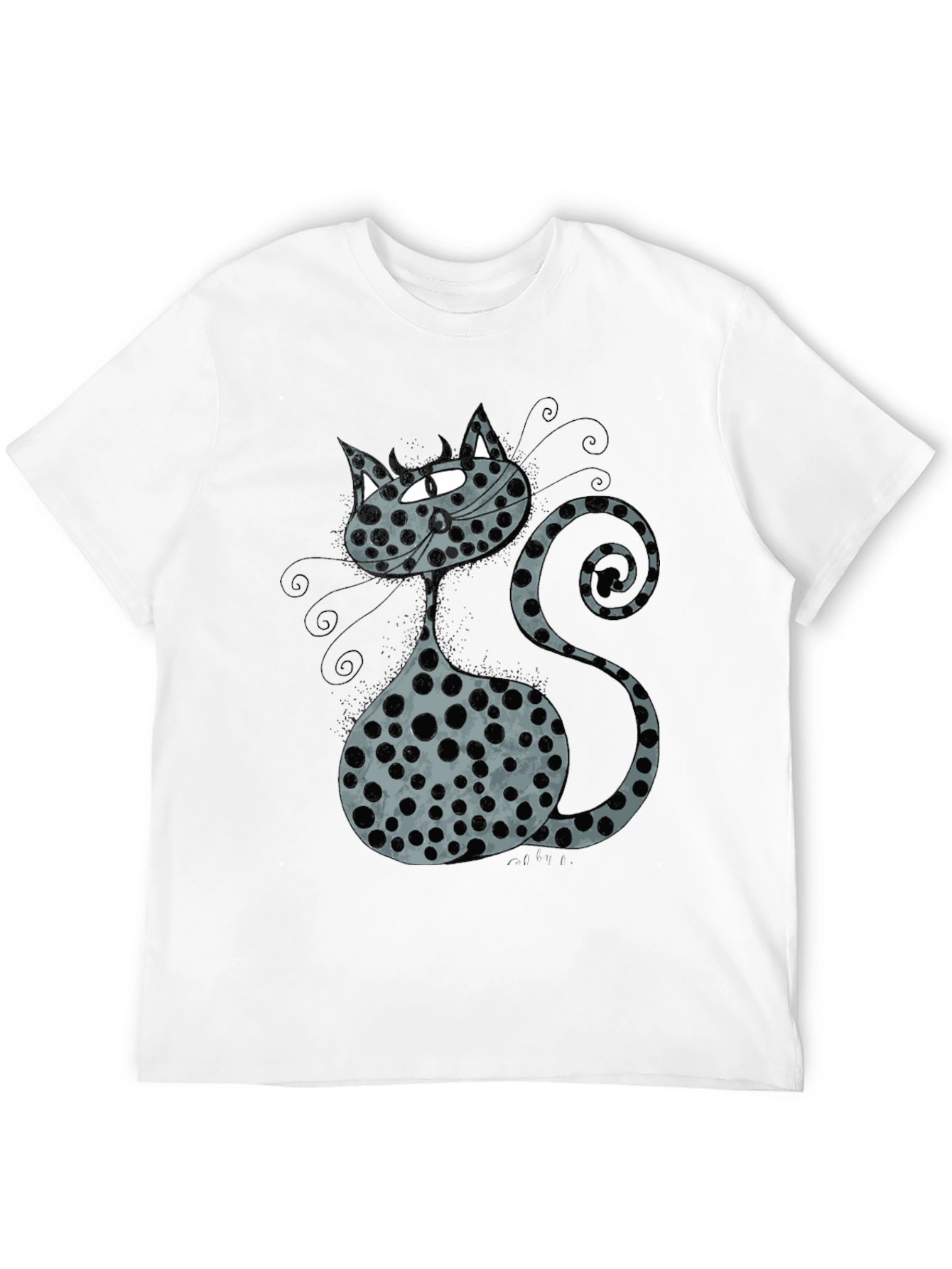 Cat Print Black T-Shirt Funny Pet Tee