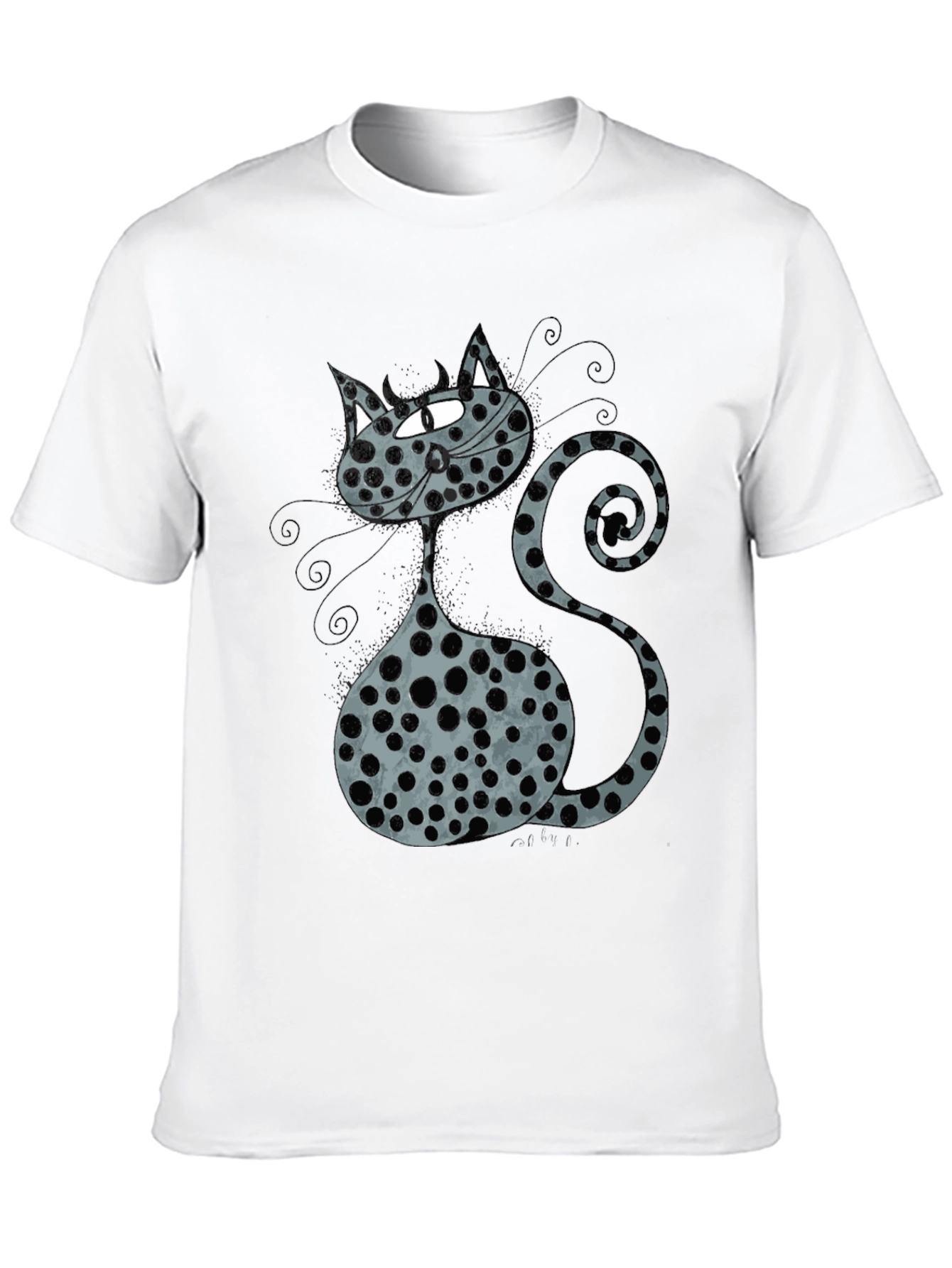 Cat Print Black T-Shirt Funny Pet Tee