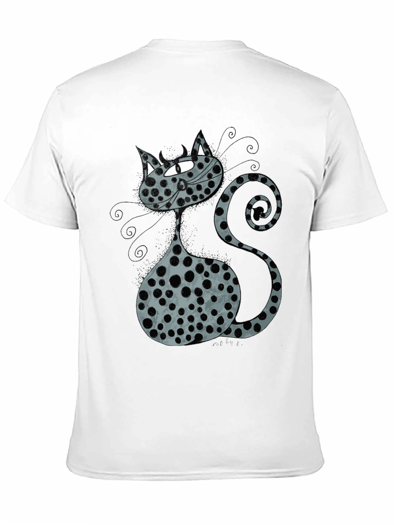 Cat Print Black T-Shirt Funny Pet Tee