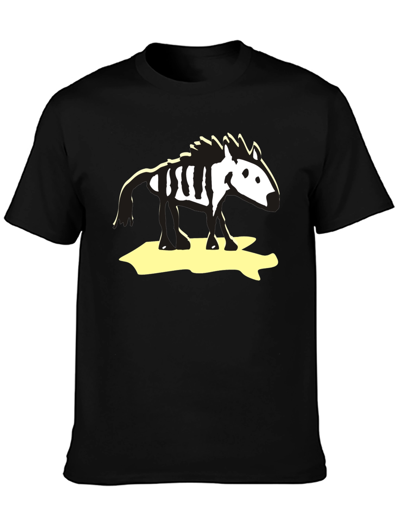 Zebra Skeleton Graphic Tee - Black Cotton T-Shirt