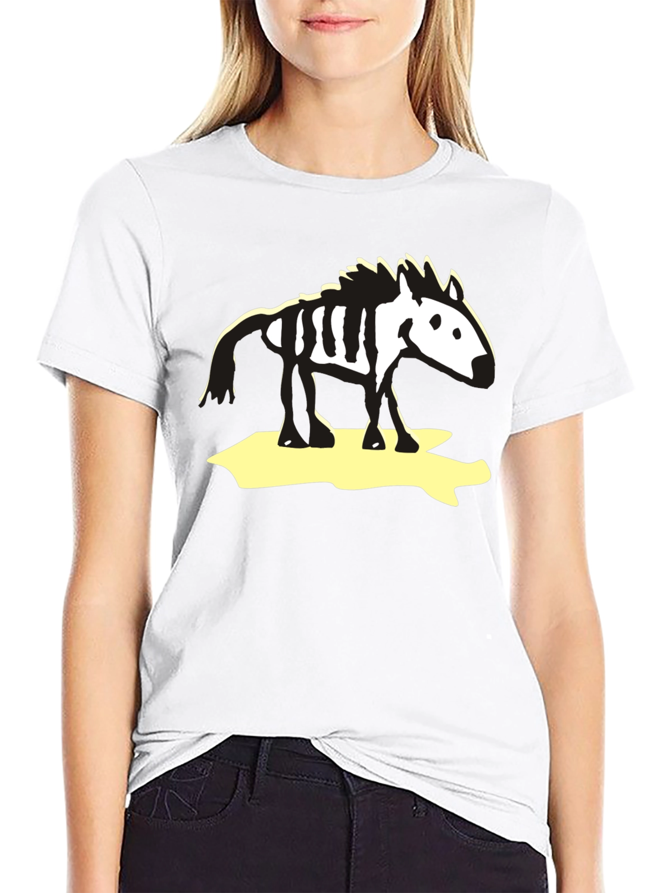 Zebra Skeleton Graphic Tee - Black Cotton T-Shirt