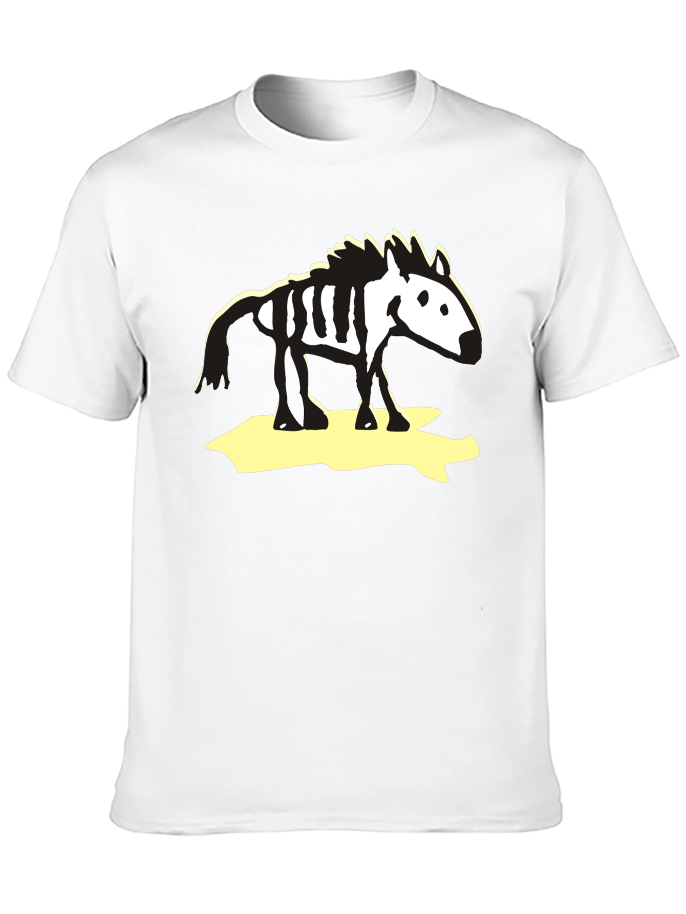 Zebra Skeleton Graphic Tee - Black Cotton T-Shirt