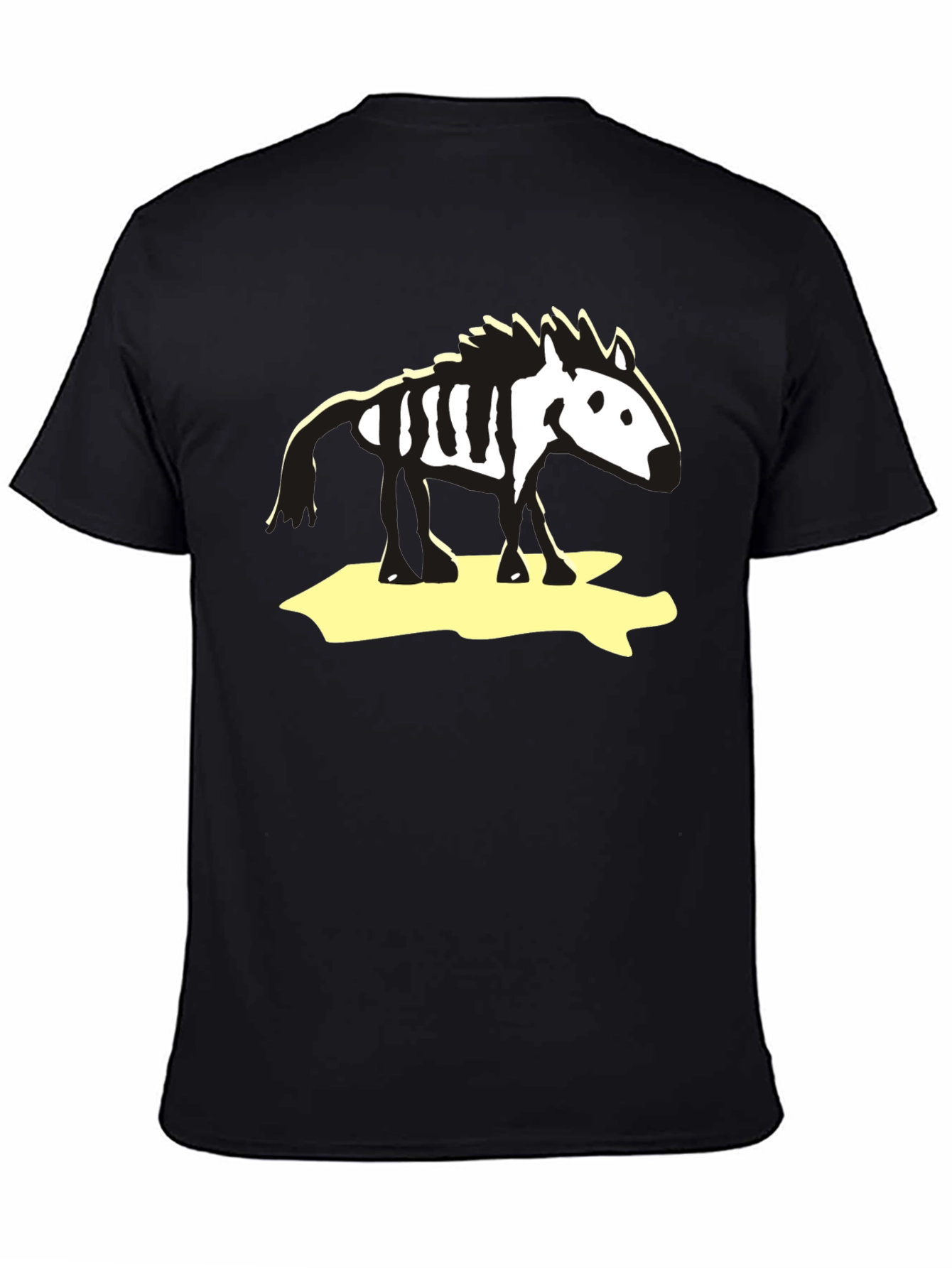 Zebra Skeleton Graphic Tee - Black Cotton T-Shirt